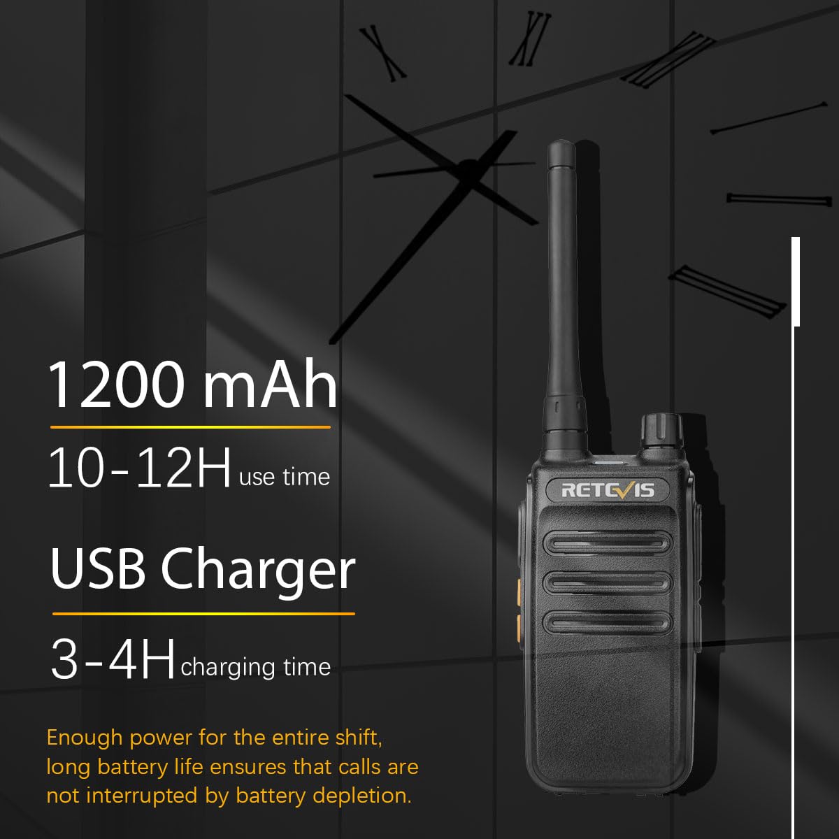 Retevis RB87 Long Range Two Way Radios (4 Pack) - High Power Walkie Talkies with Shoulder Mic for Adults, Rugged Construction Police School Security Communication - Perfect for Job Sites, Outdoor Adventures & Emergency Situations