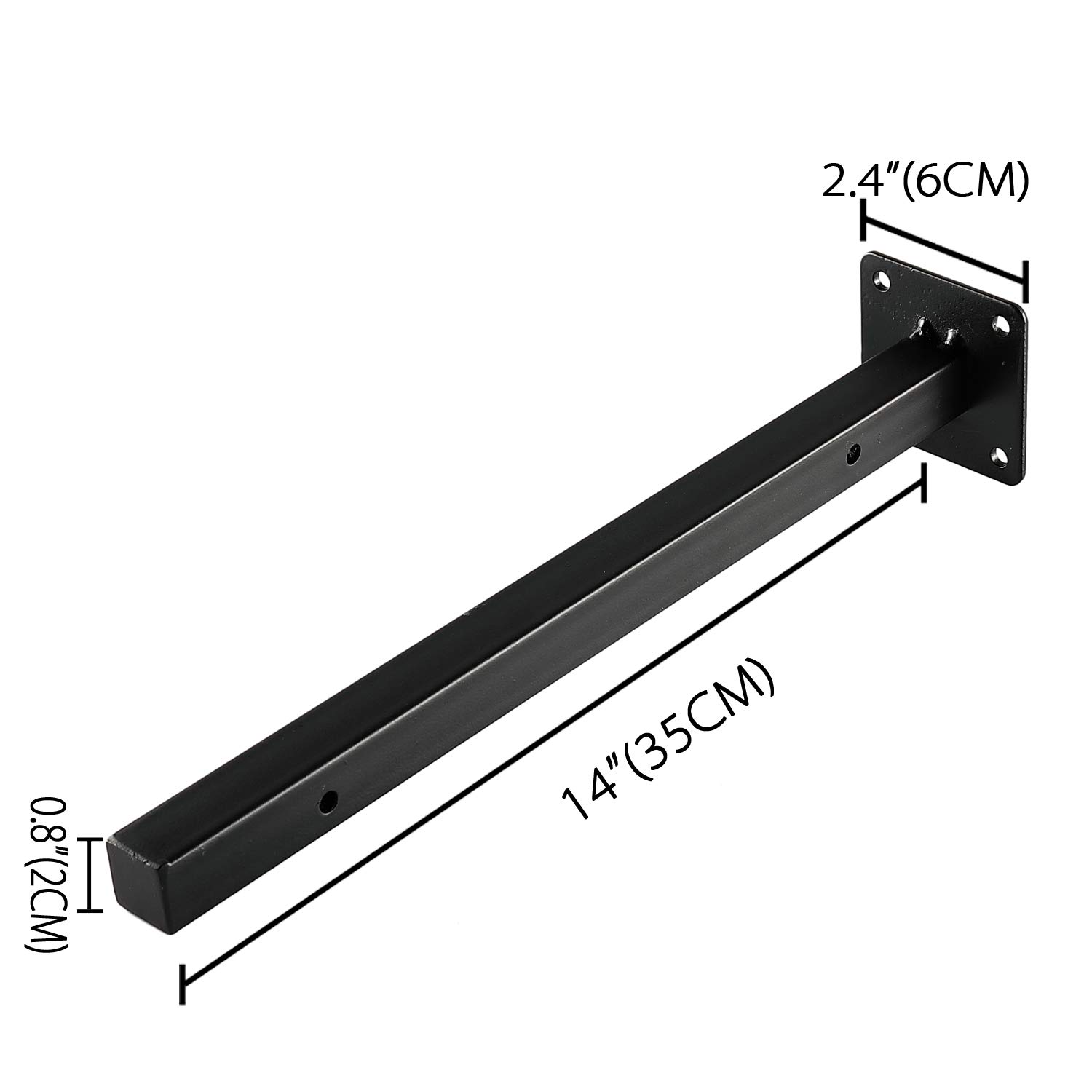 14 Inch Heavy Duty Black Floating Shelf Brackets - Set of 4, Industrial Metal Wall Mounted Shelving Supports for Home & Office Decor | Perfect for Living Room, Bedroom, Kitchen & Bathroom Storage