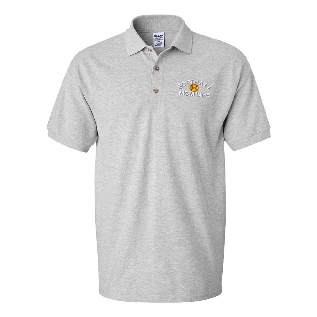 Custom Men's Polo Shirts - Softball Mom Life Cotton Short Sleeve Golf Tees - Perfect for Team Sports, Casual Wear & Outdoor Activities