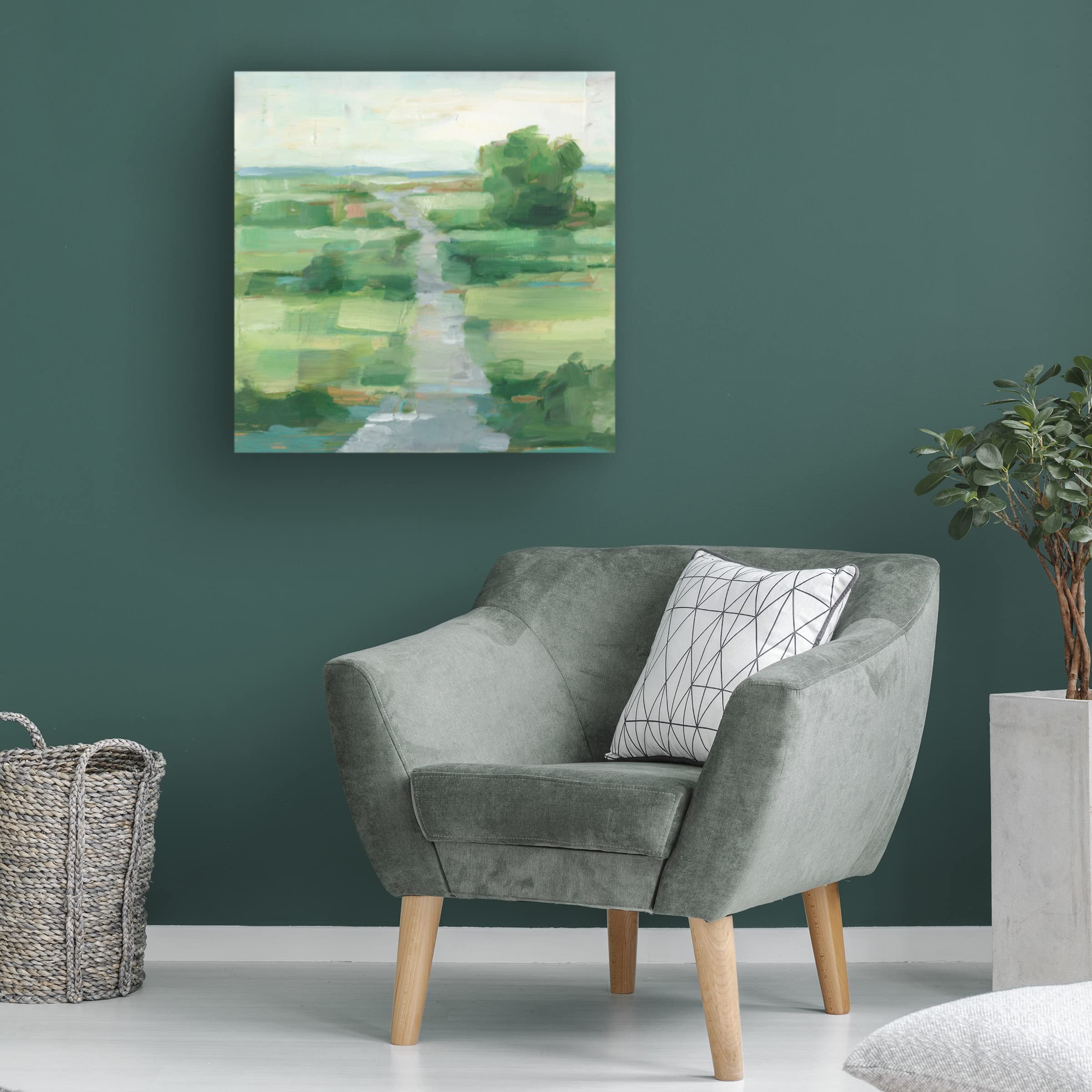 Ethan Harper 'Rolling Path I' 14x14 Canvas Wall Art - Modern Landscape Painting for Living Room, Bedroom & Office Decor