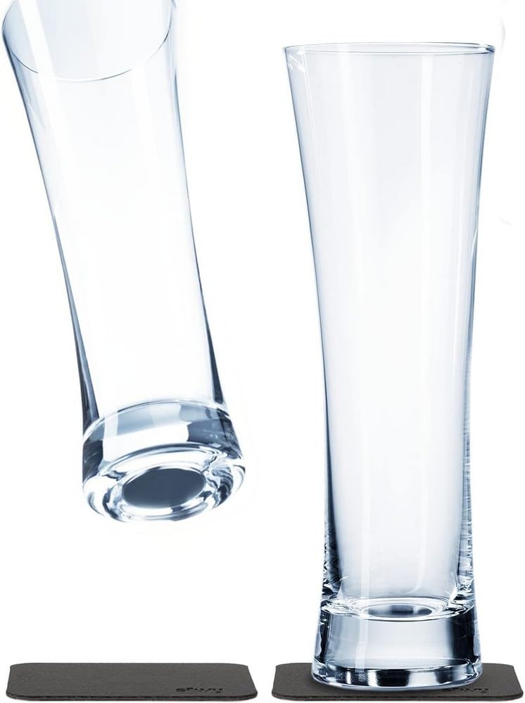 Premium Silwy® Magnetic Beer Glasses – 0.3L Crystal Clear Glasses with Integrated Magnets & Metallic Nano Gel Coasters – Perfect for Home Bars, Parties & Gifts – Dishwasher Safe Drinking Glasses for Beer, Cocktails & Beverages