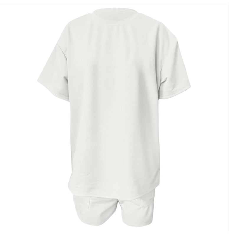 Women's Short Sleeve Pullover and Shorts 2-Piece Outfit Set - Casual Summer Lounge Wear for Beach, Vacation & Home Comfort