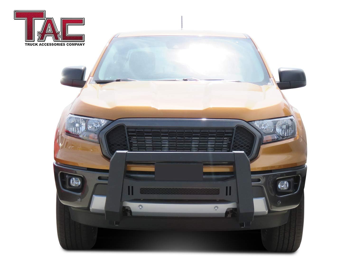 TAC Modular Bull Bar for 2019-2023 Ford Ranger Truck | Heavy Duty Black Steel Bumper with Predator Mesh Design | Compatible with LED Off-Road Lights | Perfect for Off-Roading & Truck Protection