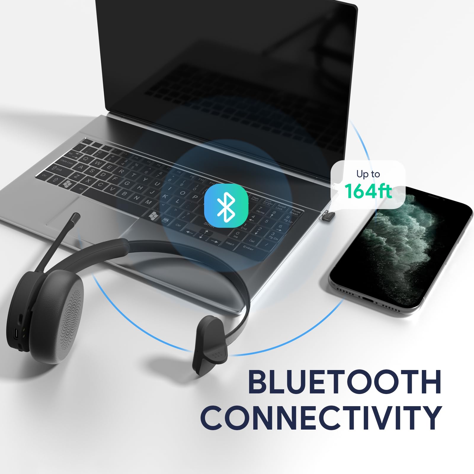 Yealink BH70 Mono Wireless Bluetooth Headset with Noise-Canceling Mic - Microsoft Teams Certified, 35-Hour Battery Life, Lightweight 91g Design, USB-C Charging - Perfect for Remote Work, Call Centers & Office Professionals