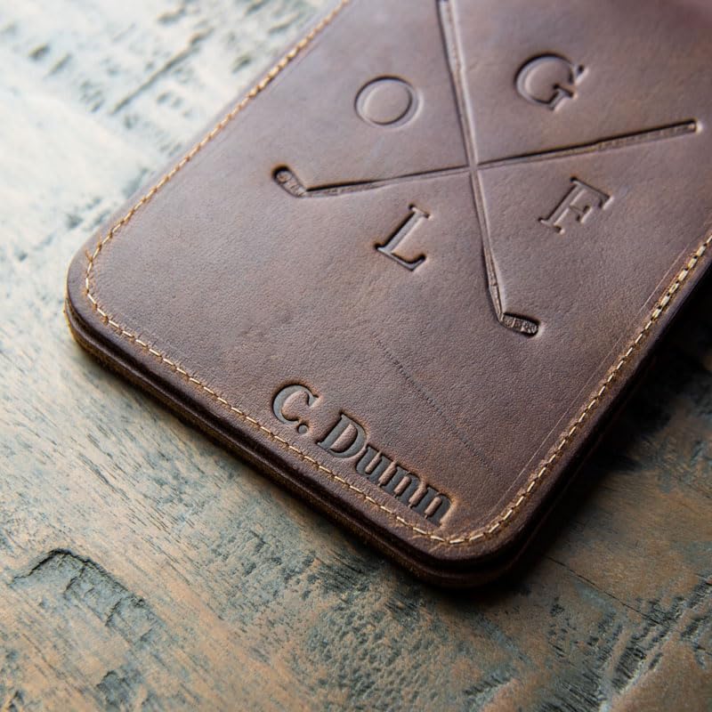Premium Leather Golf Scorecard Holder & Logbook - Personalized Golf Logo - Perfect for Golf Tournaments, Score Tracking & Gifts for Golfers