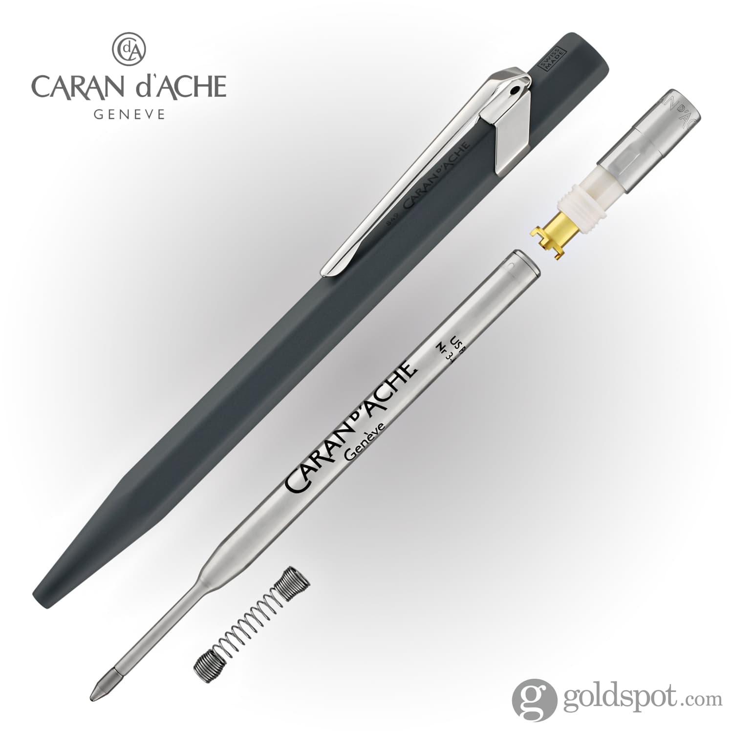 Premium Caran d'Ache 849 Metal Ballpoint Pen - Anthracite Grey | Luxury Writing Instrument for Professionals, Gifts & Everyday Use