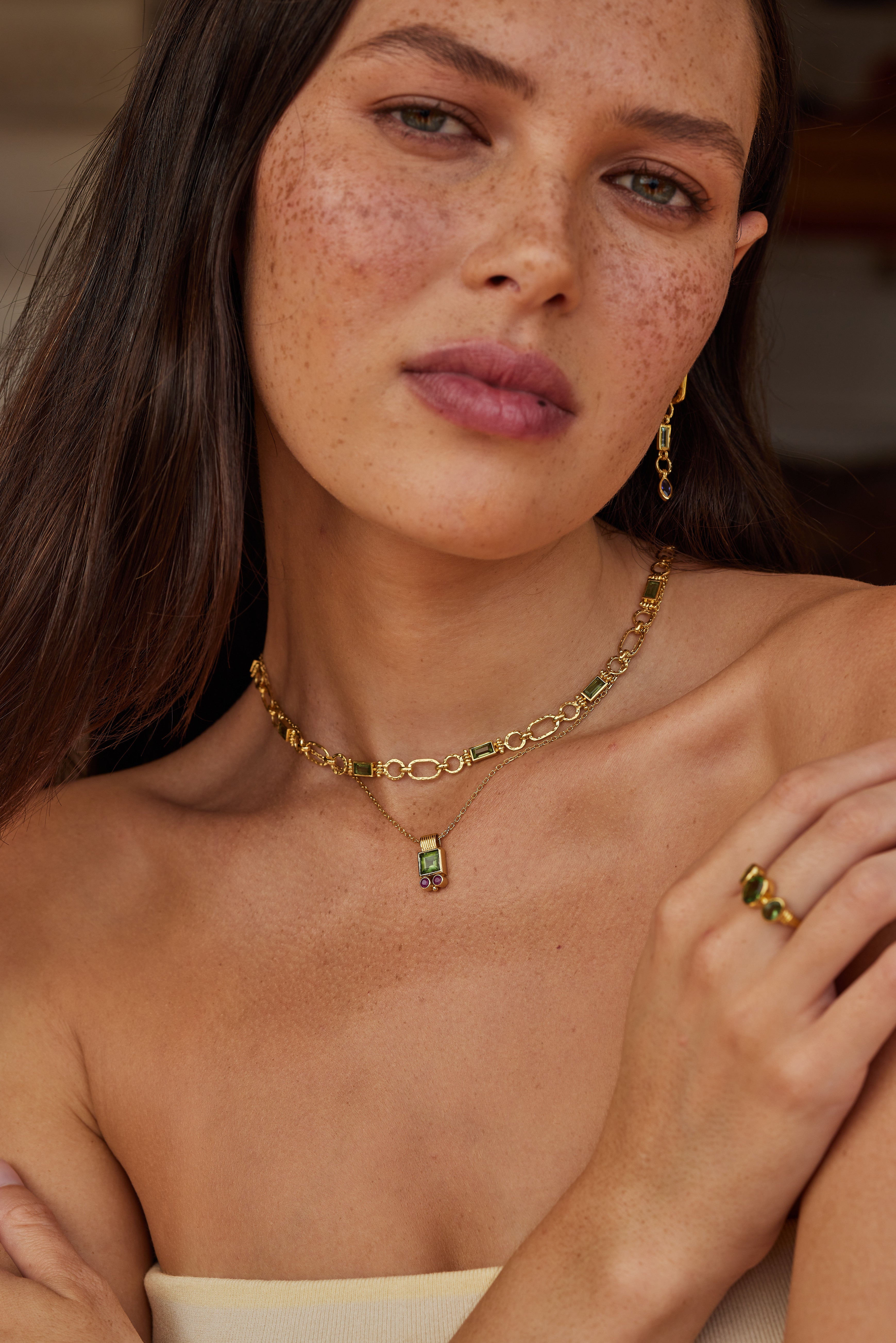 Petra Apatite Gold Necklace for Women - Elegant Blue Gemstone Jewelry Gift for Birthday, Anniversary & Special Occasions