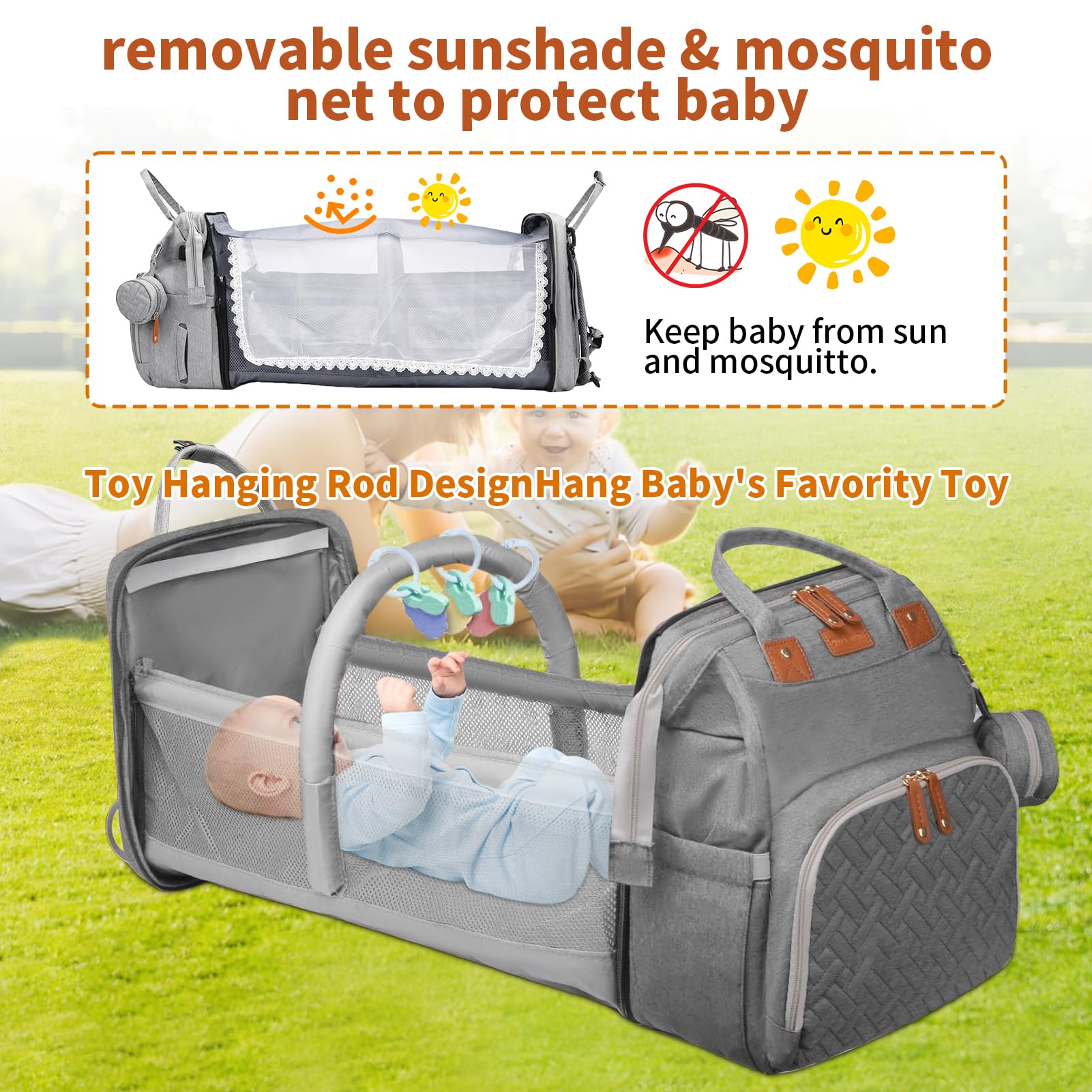 **Multifunctional Waterproof Diaper Backpack with Changing Station & USB Charging Port - Perfect Baby Shower Gift for Boys & Girls (Gray) - Ideal for Travel, Outings & Parenting Essentials**