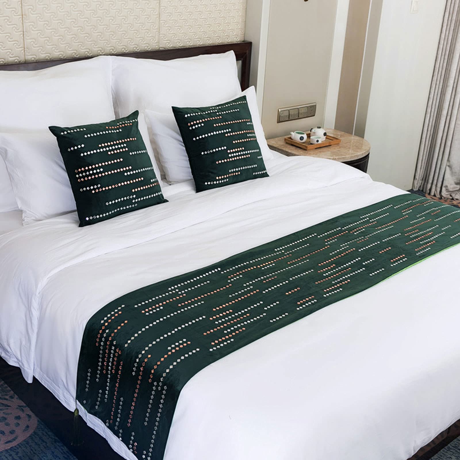 Luxury Velvet Bed Runner Scarf - Soft Solid Color Bedspread Coverlet with Tassels for King Size Beds | Hotel Style Bedding Protection & Decoration for Master Bedroom, Guest Room, and Wedding Decor