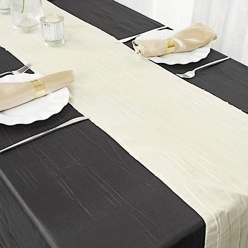 12-Pack 108-Inch Metallic Accordion Crinkled Taffeta Table Runner for Wedding, Party, Holiday & Home Decor - Elegant Dining Table Decorations