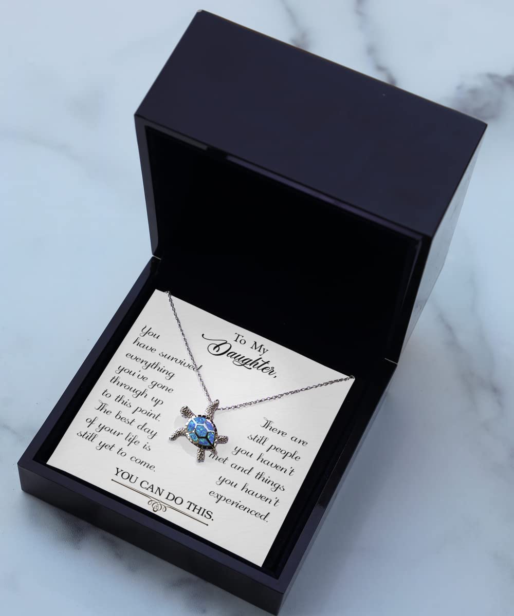 Zapbest Opal Turtle Necklace for Daughter - Birthday & Graduation Gift from Dad or Mom | Elegant Jewelry for Special Occasions & Everyday Wear