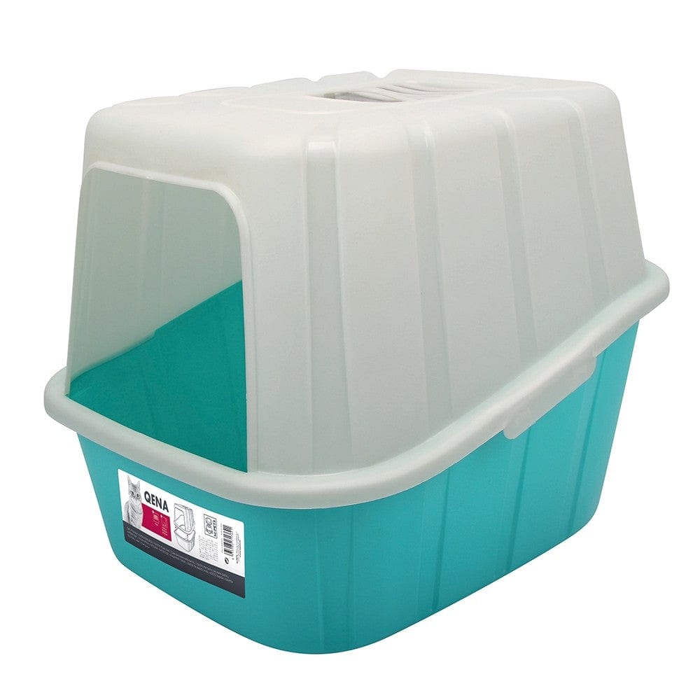 M PETS Qena Cat Litter Box - Large Enclosed Hooded Litter Box with Door for Odor Control - Perfect for Indoor Cats, Small Spaces & Multi-Cat Homes