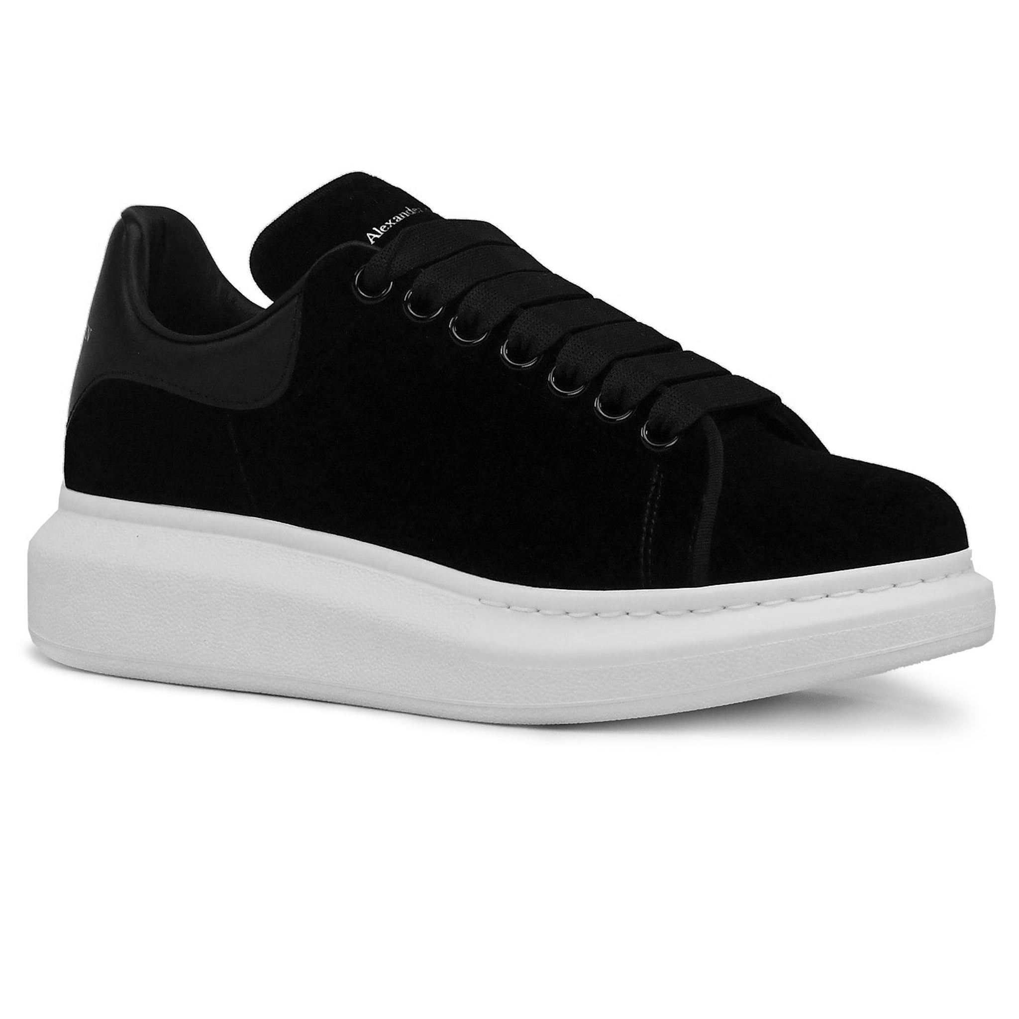 Alexander McQueen Raised Sole Black Velvet Sneakers for Women - Luxury Fashion Shoes for Casual Wear & Street Style Outfits