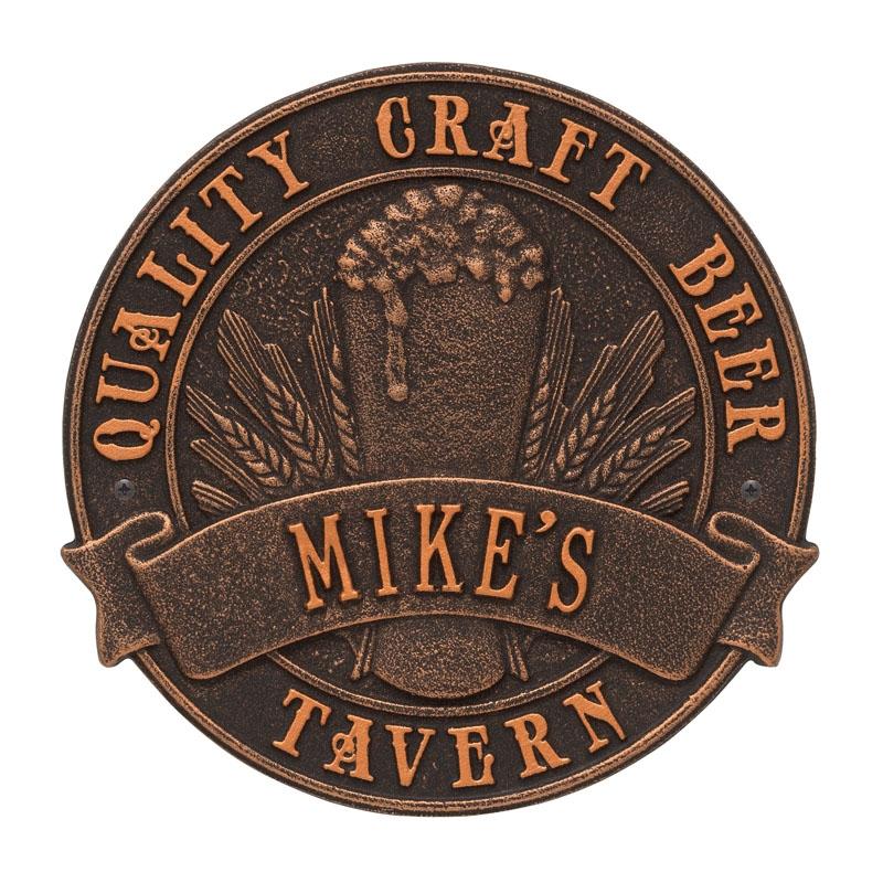 Customizable Round Cast Aluminum Plaque for Craft Beer - Personalized Bar Sign, Home Brewery Decor, Man Cave Gift, and Pub Wall Art