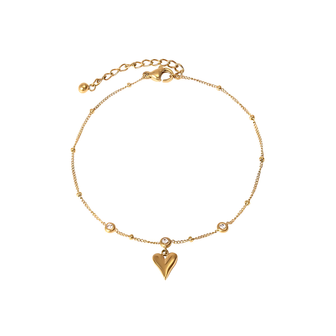 Dainty Gold Heart Anklet Chain Beaded Anklet for Women - Elegant Adjustable Ankle Bracelet for Summer Beach, Wedding & Boho Style | A280