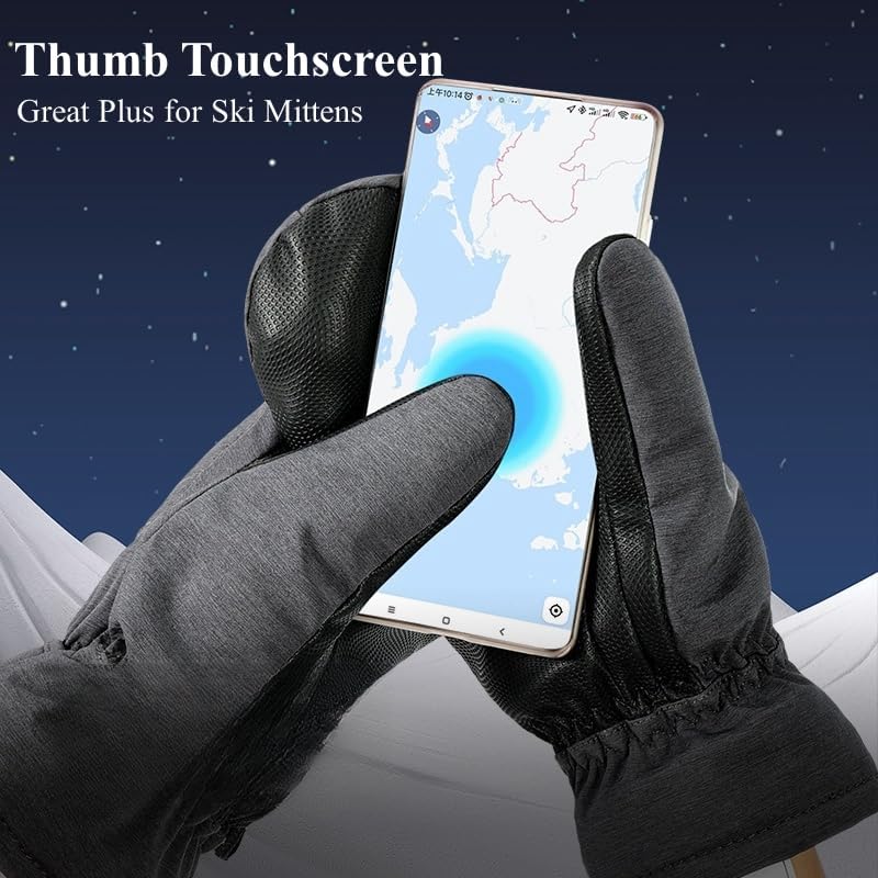 Waterproof Ski Gloves for Women & Men - Winter Snow Mittens with Hand Warmer Pockets for Cold Weather - Perfect for Skiing, Snowboarding & Outdoor Winter Activities