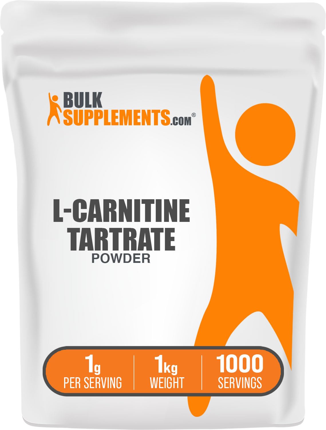 BulkSupplements L-Carnitine Tartrate Powder - Pure Amino Acid Supplement for Weight Loss & Energy Boost - Unflavored, Gluten Free, 1g per Serving, 1kg (5 Pack) - Ideal for Pre-Workout, Fat Burning & Athletic Performance