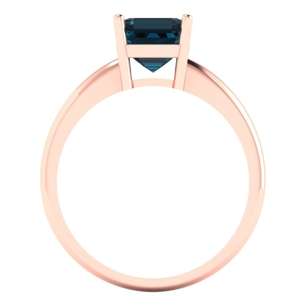 1.50 ct Natural London Blue Asscher Cut Solitaire Engagement Ring in 14k Rose Gold – Designer Bridal & Anniversary Jewelry for Women | Perfect for Proposals, Weddings & Special Occasions