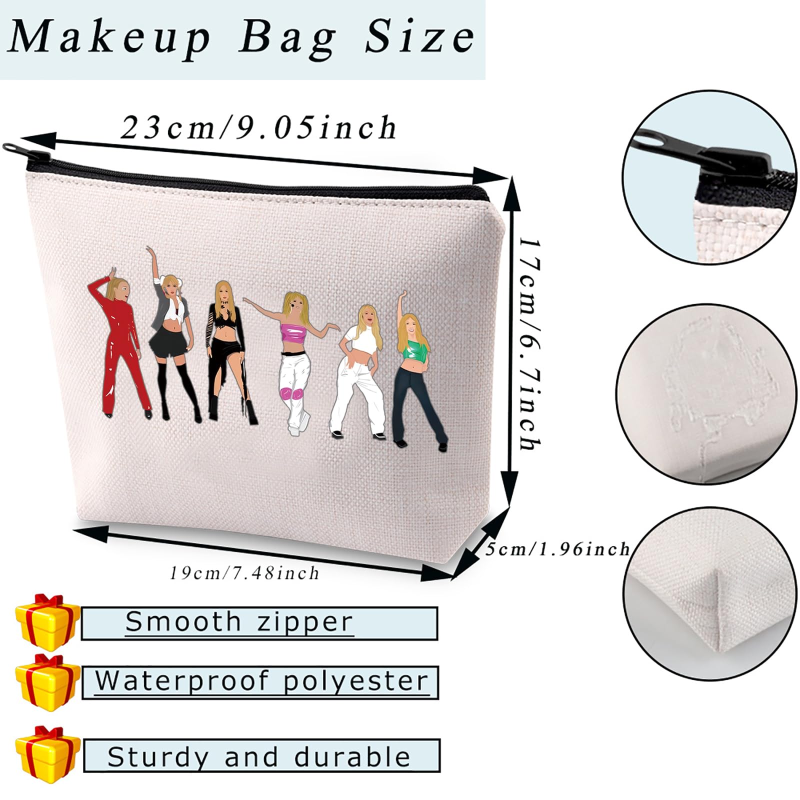 90s Pop Music Themed Cosmetic Makeup Bag - Vintage Singer Fan Gift, Album Collection Zipper Pouch for Music Lovers - Perfect for Concerts, Travel & Retro Merchandise Collection (90s Pop BAG)