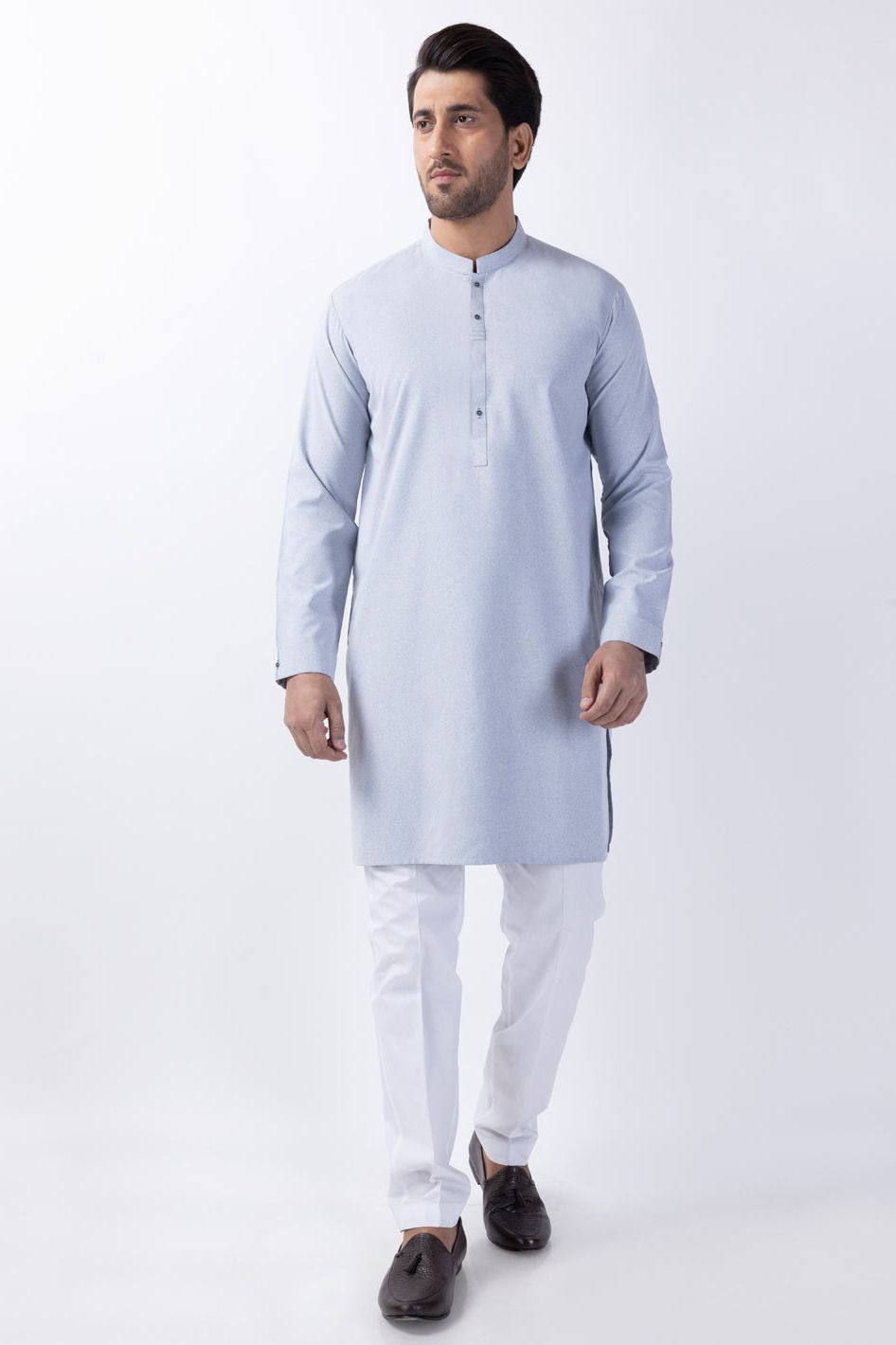 Stylish Blended Light Grey Kurta for Men & Women | Comfortable Cotton Ethnic Wear | Perfect for Festivals, Weddings & Casual Outings