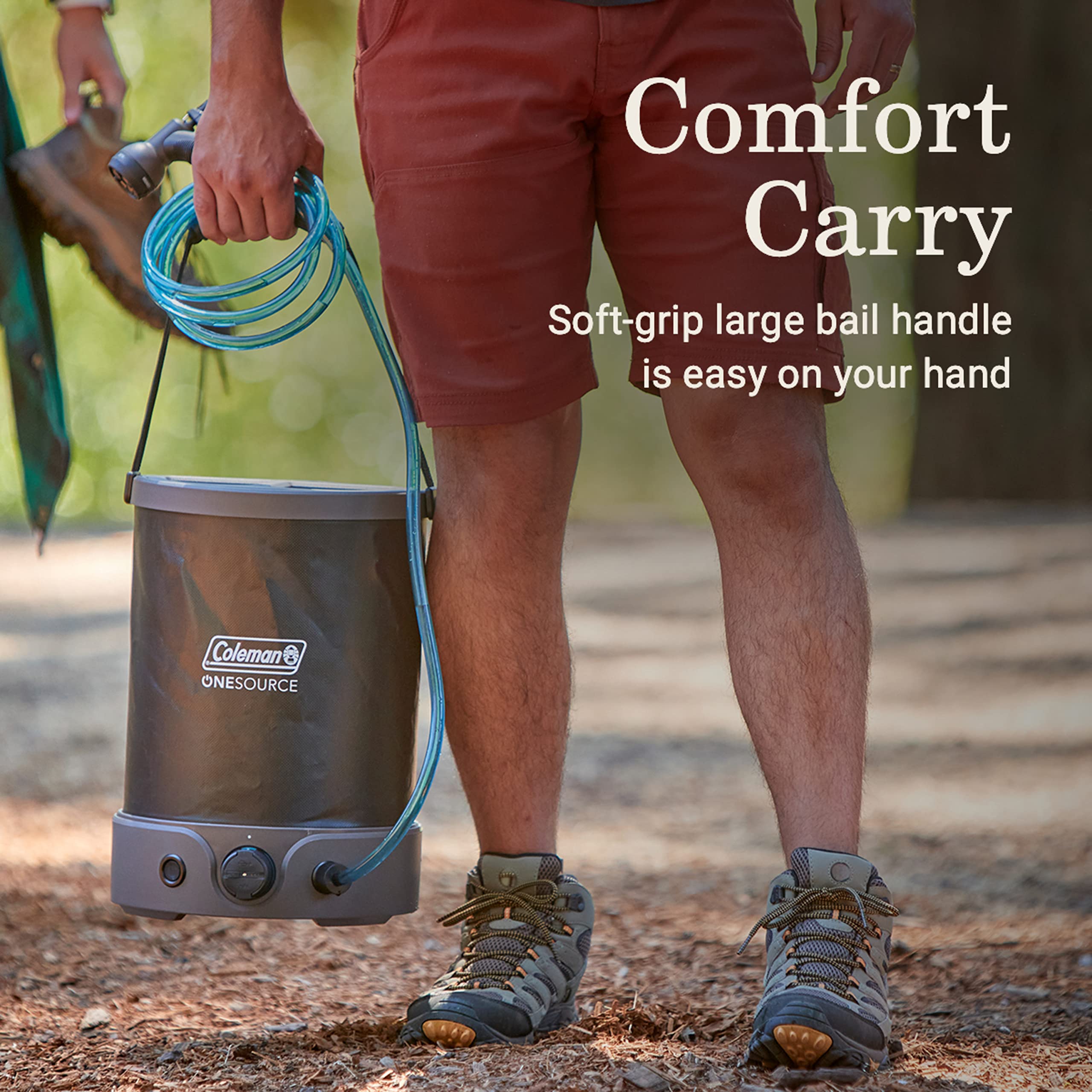 **Coleman OneSource Rechargeable Outdoor Camping Gear Set - Portable Camp Shower, Cordless Vacuum, Fan, Bluetooth Speaker & Air Pump with Included Battery - Perfect for Camping, Hiking & RV Trips**