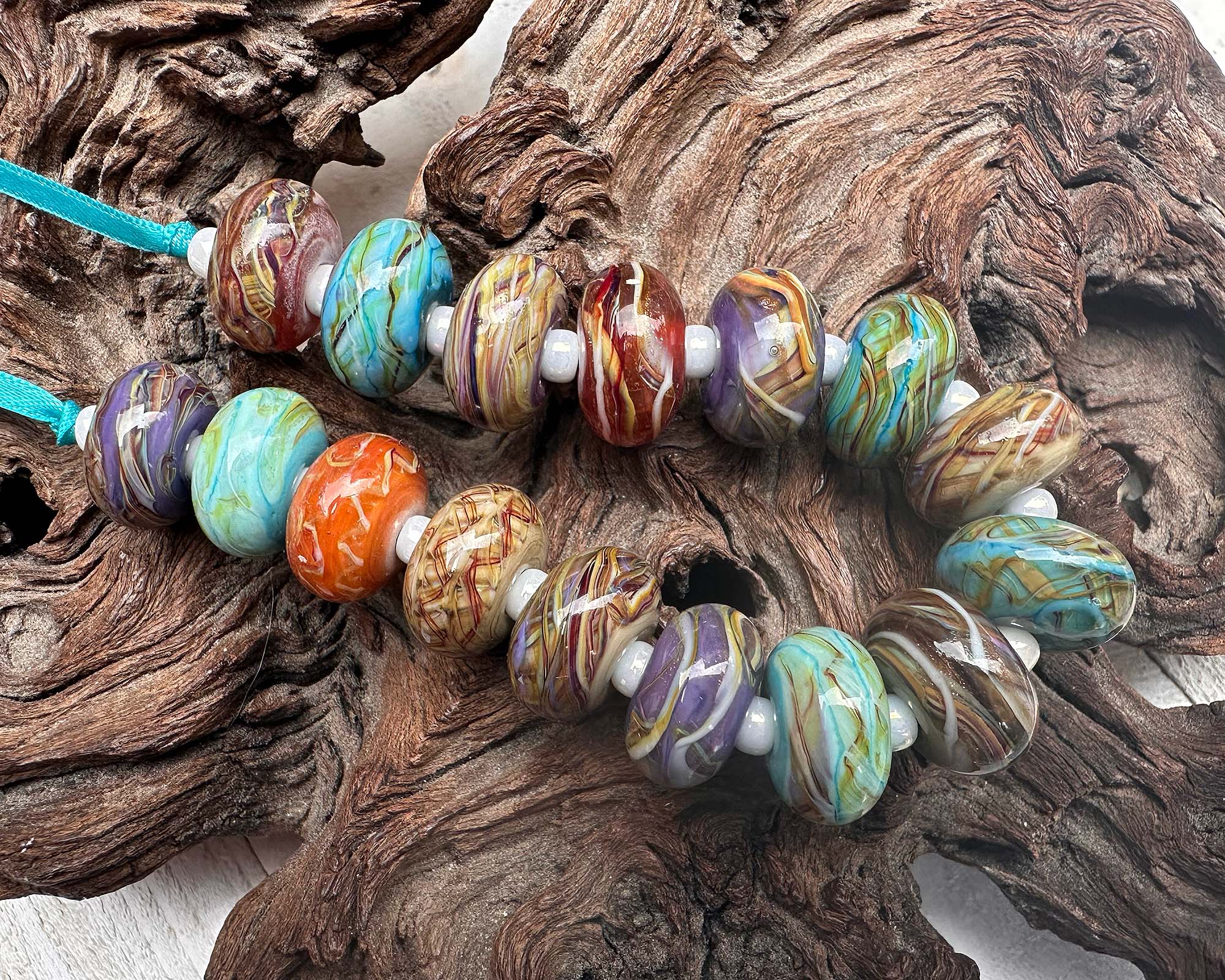16pcs Desert Opal Lampwork Glass Beads Set for Jewelry Making - DIY Bracelet, Necklace & Craft Projects (SRA Certified)