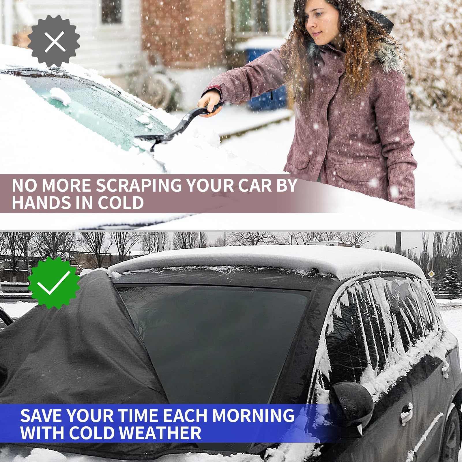 Custom Fit Mustang Windshield Snow Cover 1994-2024 - Waterproof 600D Oxford for Winter Protection