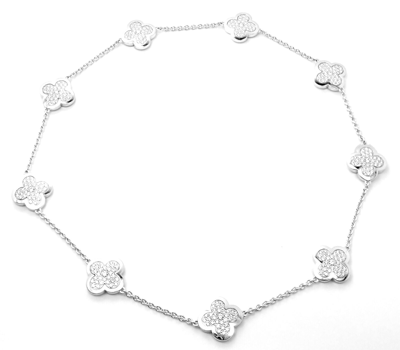 Authentic Van Cleef & Arpels 18k White Gold Diamond Pure Alhambra Necklace - Luxury Jewelry for Women, Perfect for Weddings, Anniversaries & Special Occasions