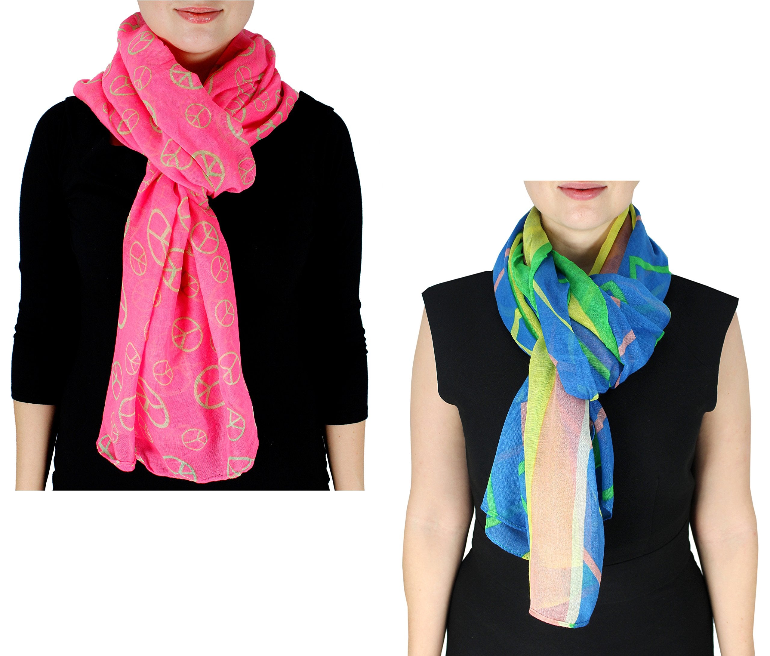 Women's Abstract Print Scarves Set of 2 - Soft Fashion Accessories for Outfit Styling, Gift Giving & Seasonal Wear