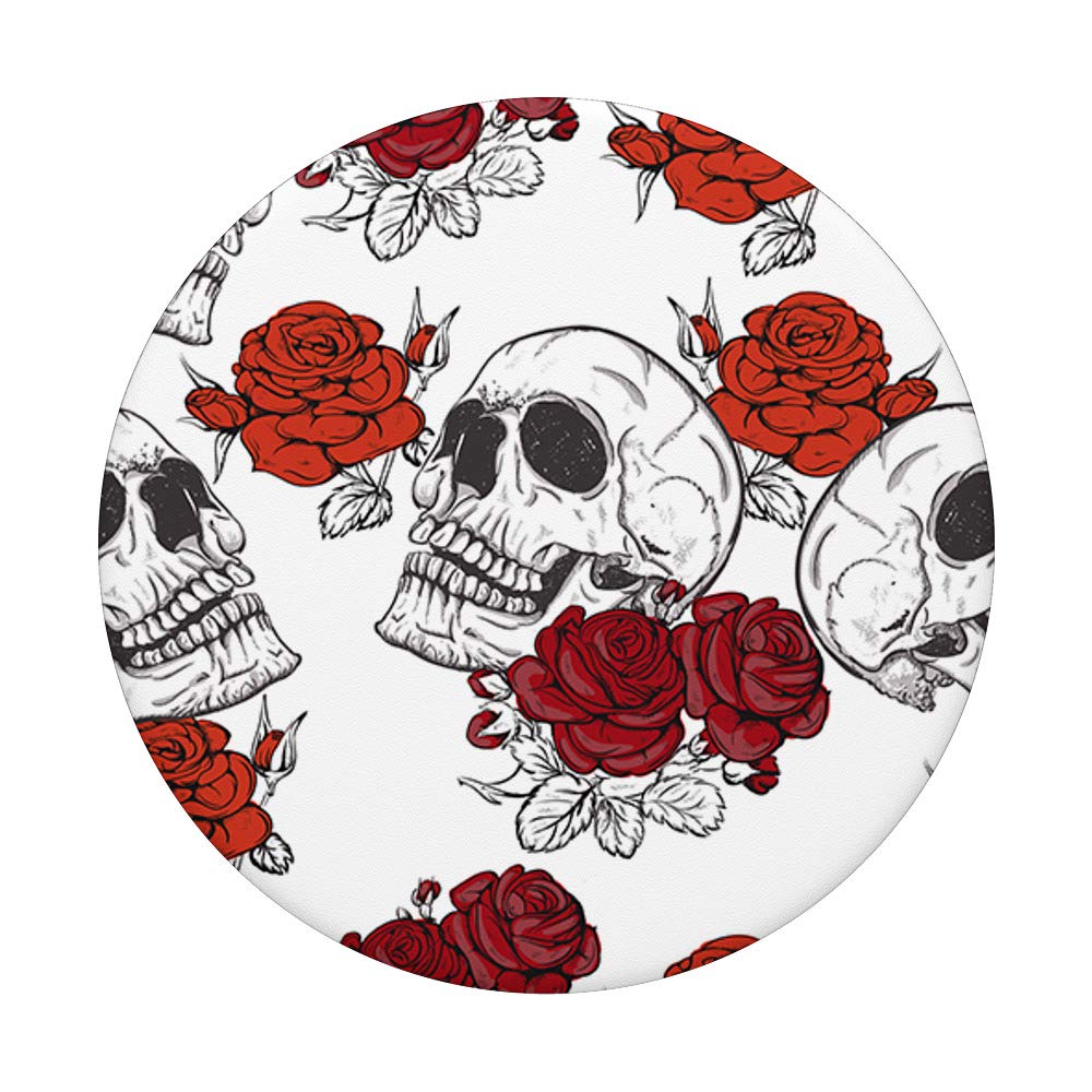 Distressed Skull With Roses PopSockets PopGrip - Swappable Phone Grip for iPhone, Samsung & Tablets - Perfect for Gaming, Selfies & Everyday Use