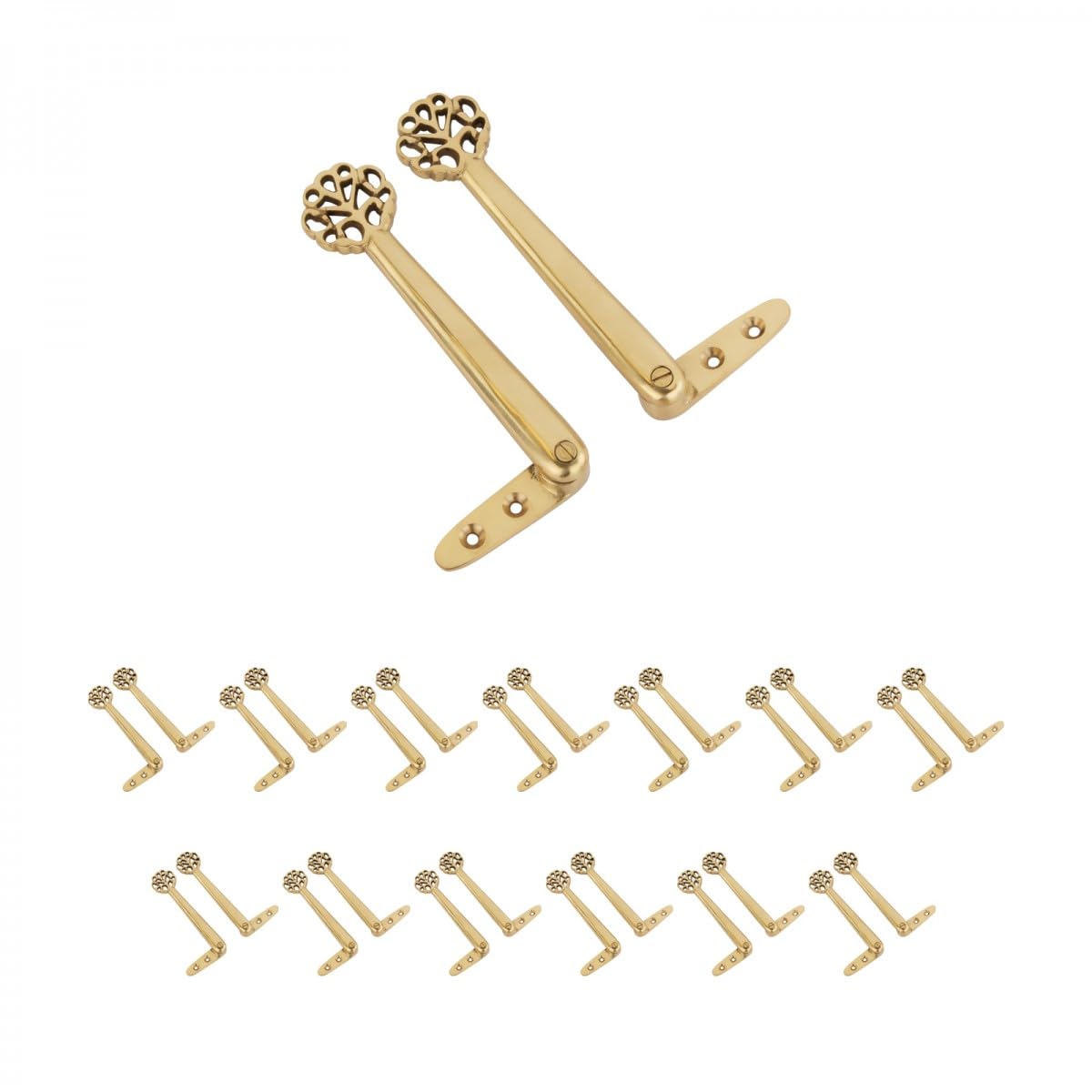 5.5 Inch Brass Floral Stair Carpet Holder Clips - Set of 13 - Secure Rug in Place - Vintage Home Decor for Stairs, Hallways & Entryways