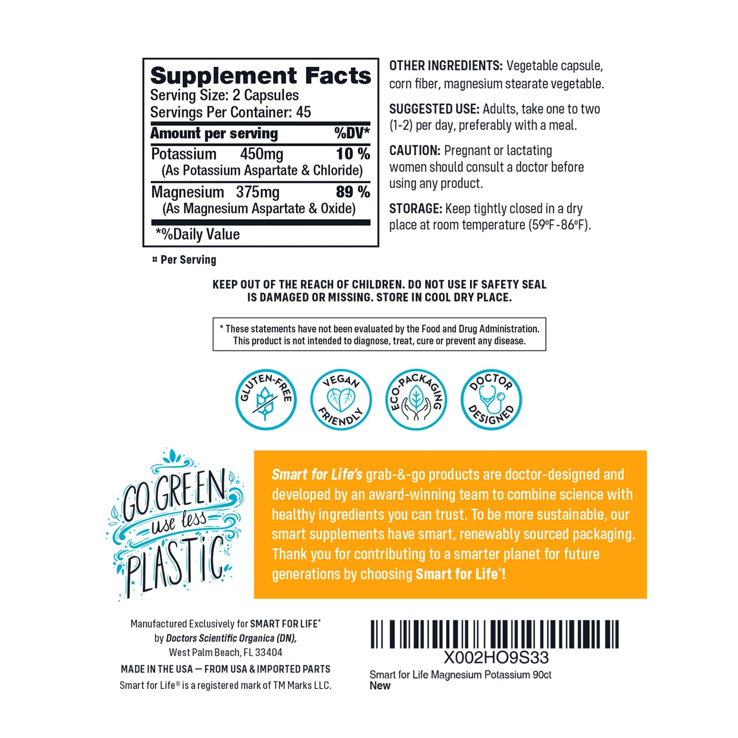 Smart for Life Potassium Magnesium Capsules with Vitamin B12 - Supports Heart Health, Muscle Function & Energy Boost - Ideal for Active Lifestyles & Daily Wellness