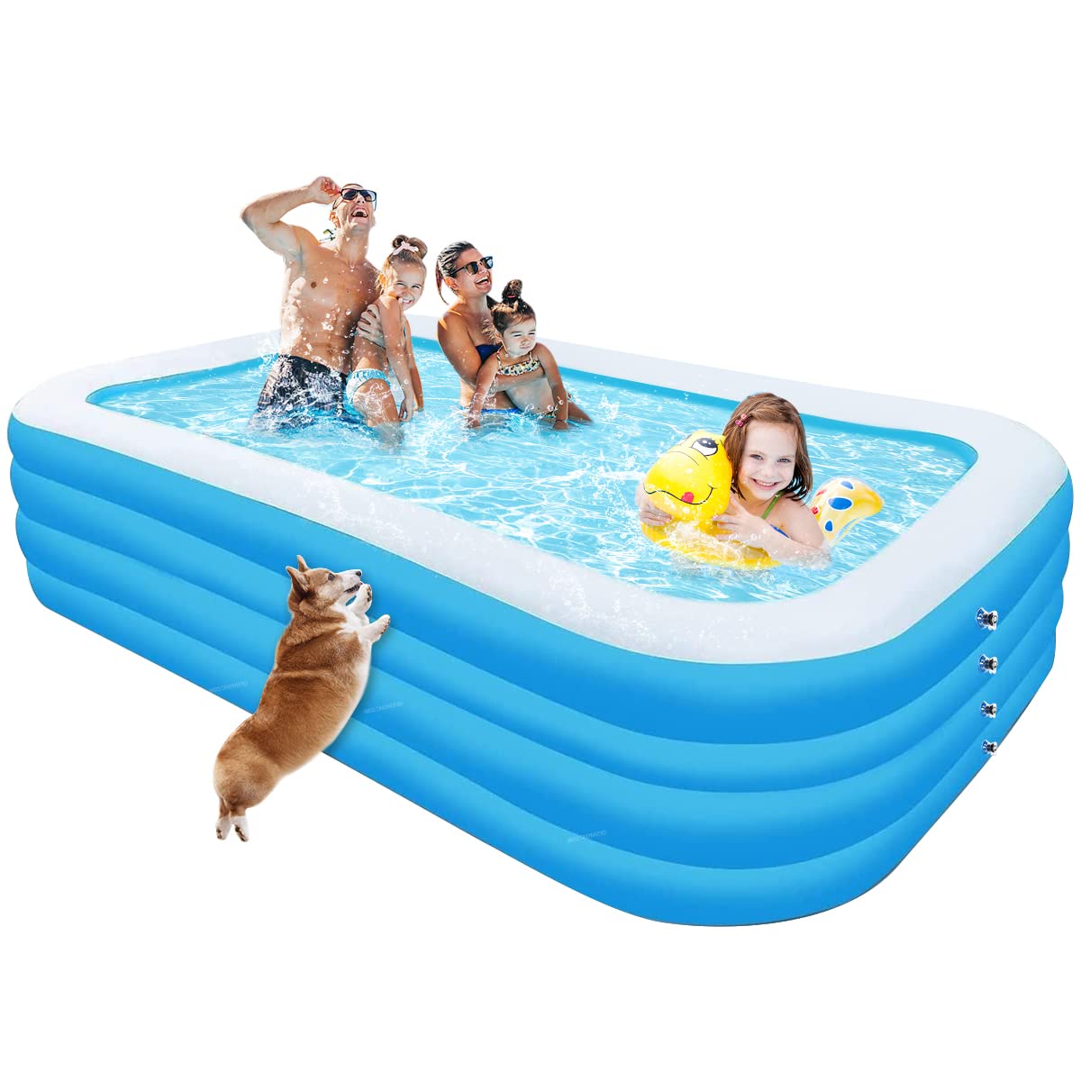 **AAROND Inflatable Swimming Pool for Adults - 120''x72''x28'' Large Family Size, Above Ground Blow Up Pool, Easy Setup Backyard Lounge (Blue) - Perfect for Summer Parties, Relaxation & Outdoor Fun**