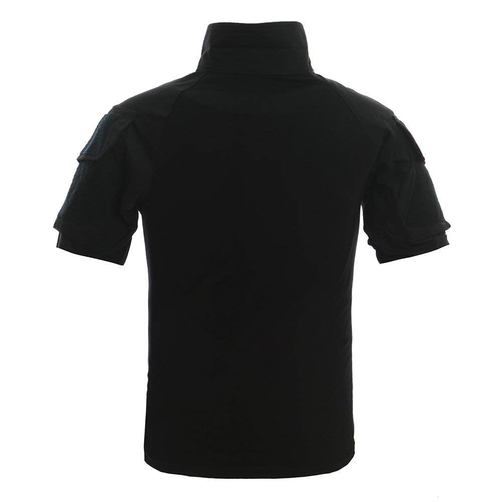 Lilychan Men's Tactical Short Sleeve Shirt - Military Combat Outdoor Shirt with Zipper Pocket - Perfect for Hiking, Camping & Airsoft Activities