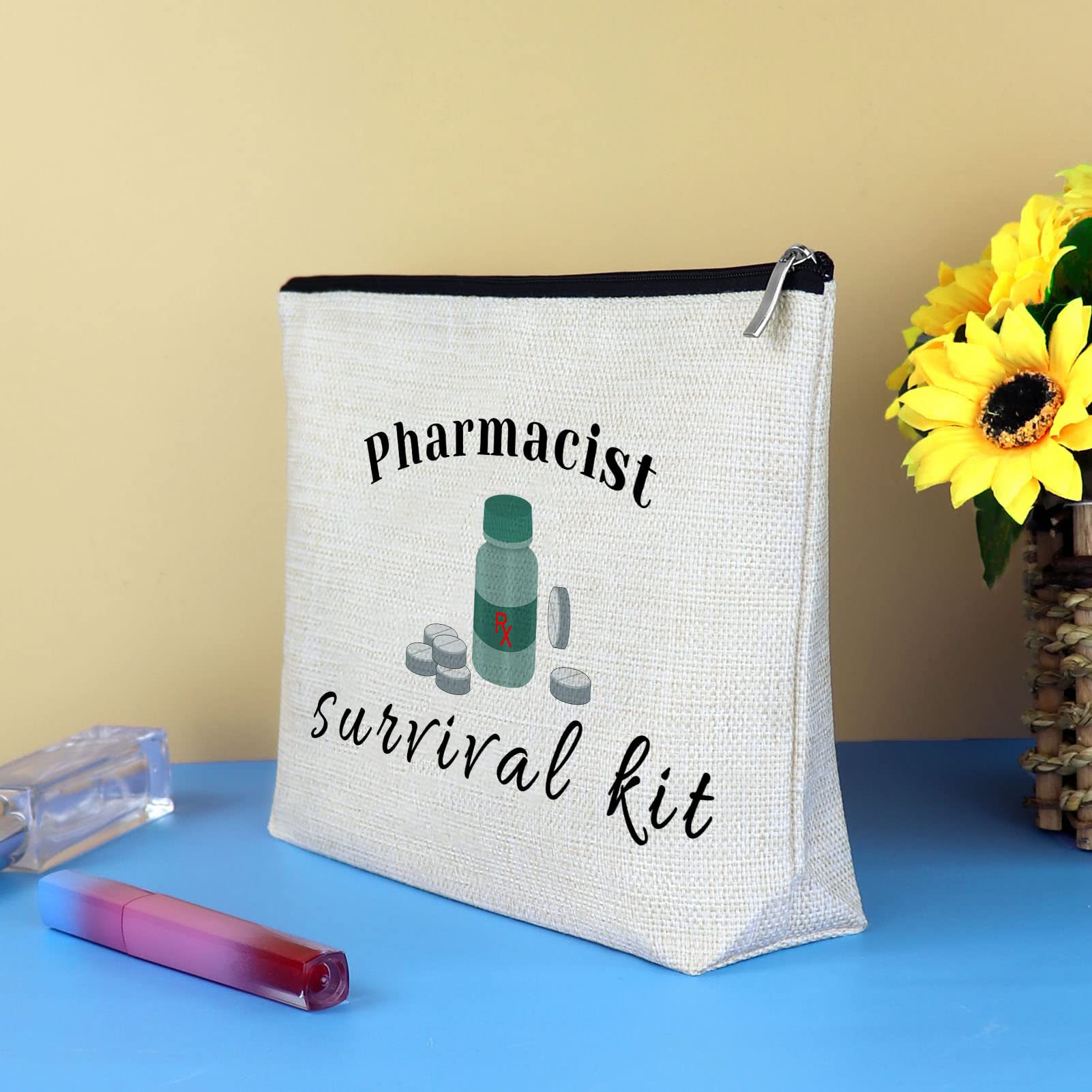 Pharmacist Gifts for Women & Men - Rx Pharmacy Cosmetic Bags & Makeup Pouch - Perfect Christmas, Birthday & Medical School Graduation Gift for Pharmacy Technicians, Nurses & Students - Inspirational Healthcare Worker Present for Work & Daily Use