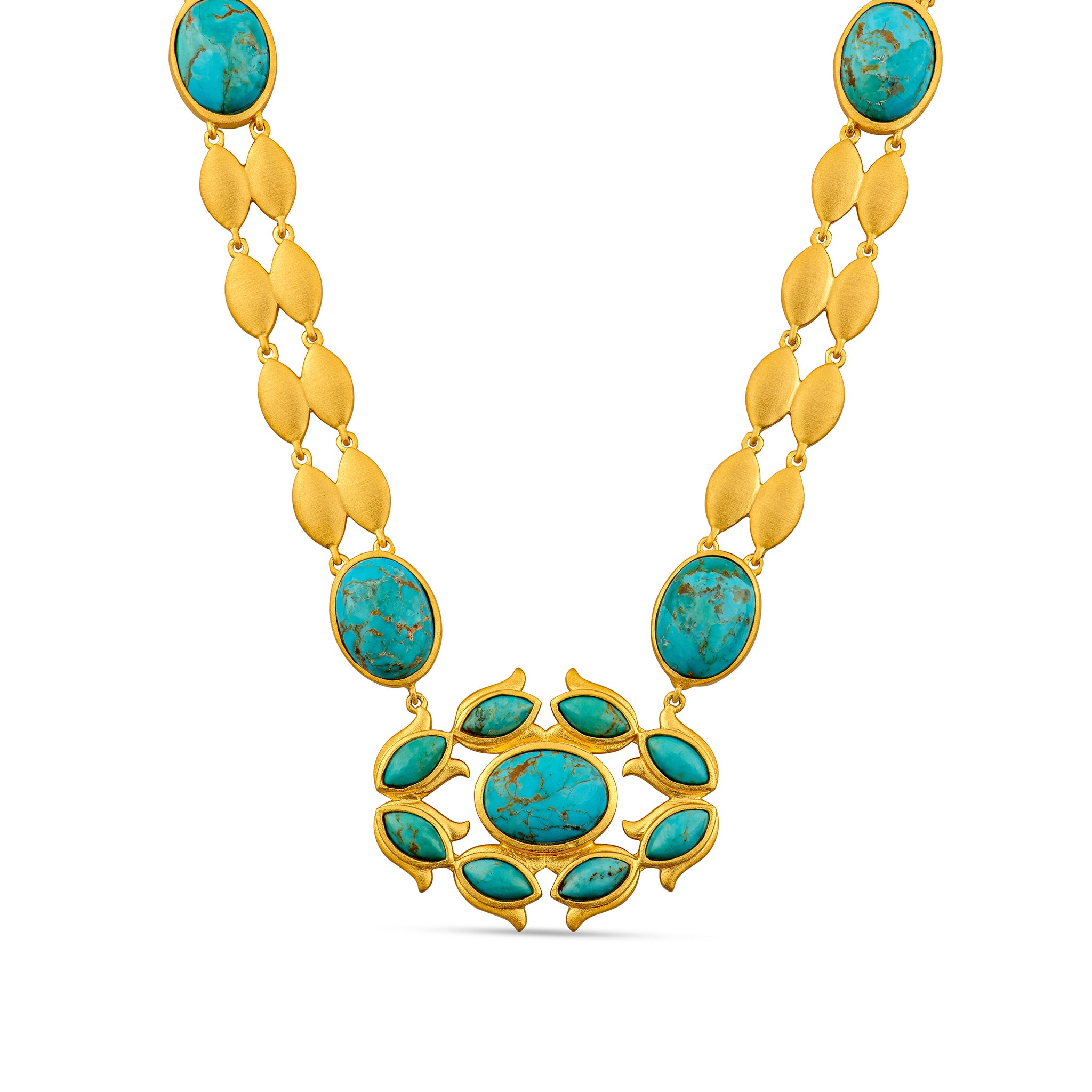 Exquisite Orchid Flower Necklace with Genuine Turquoise Stone – Elegant Jewelry for Women, Perfect for Weddings, Parties & Special Occasions