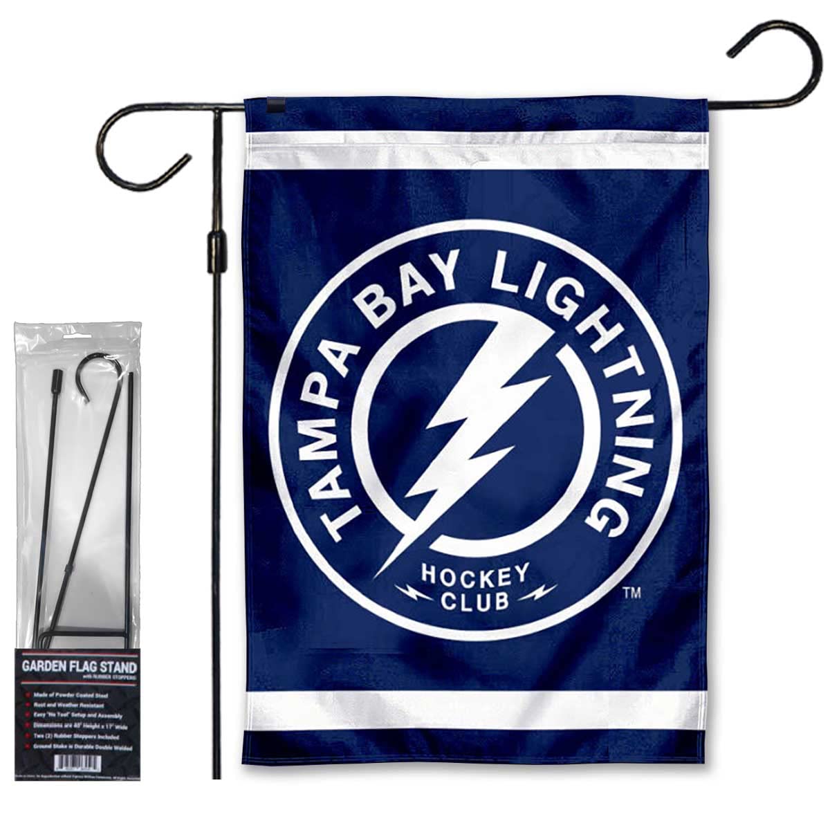 Tampa Bay Lightning Circle Garden Flag with Pole Stand - Officially Licensed NHL Team Flag for Outdoor Yard Decor, Sports Fan Gifts, and Game Day Tailgating