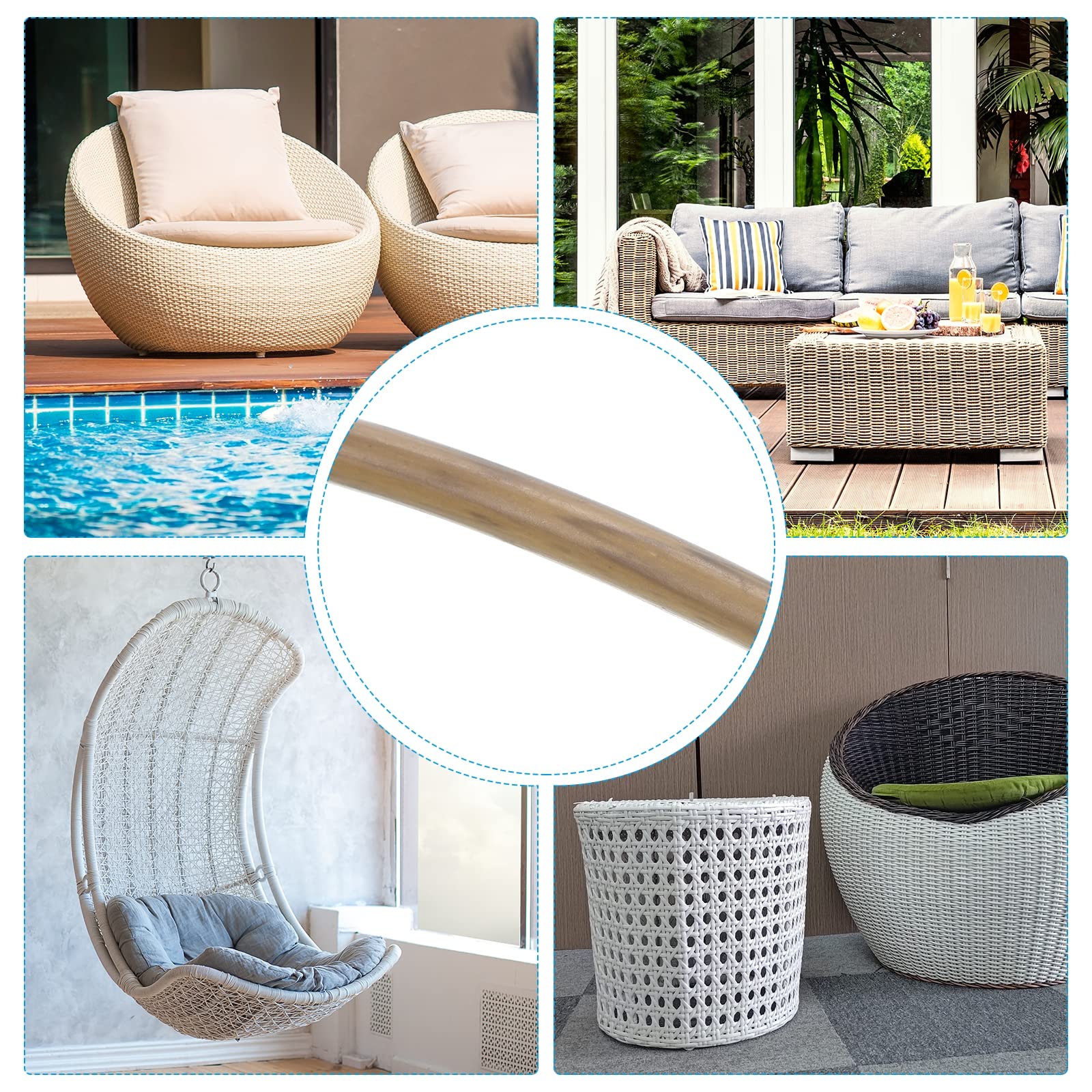 Patikil Wicker Repair Kit - 30m/98ft PE Rattan Replacement DIY Set for Wicker & Patio Furniture Repair (Straw Yellow) - Perfect for Outdoor Chairs, Baskets, and Home Decor Restoration