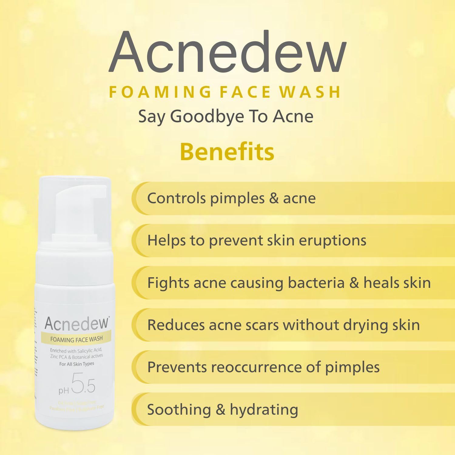 Acnedew Salicylic Acid 1.2% & Tea Tree Oil Foaming Face Wash - Oil Free, Paraben Free & Soap Free Anti Acne Cleanser (100ml, Pack of 2) | Gentle Daily Face Wash for Oily & Acne-Prone Skin | Perfect for Teens & Adults