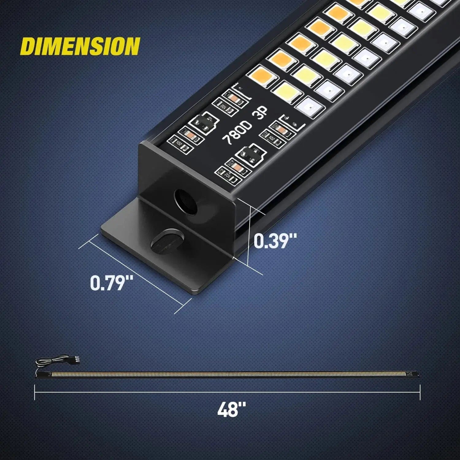 48 Inch Aluminum Frame Triple Row 780 LEDs Red White Amber Light Strip - Waterproof LED Strip Lights for Cars, Motorcycles, Trucks, Boats, Home Decoration
