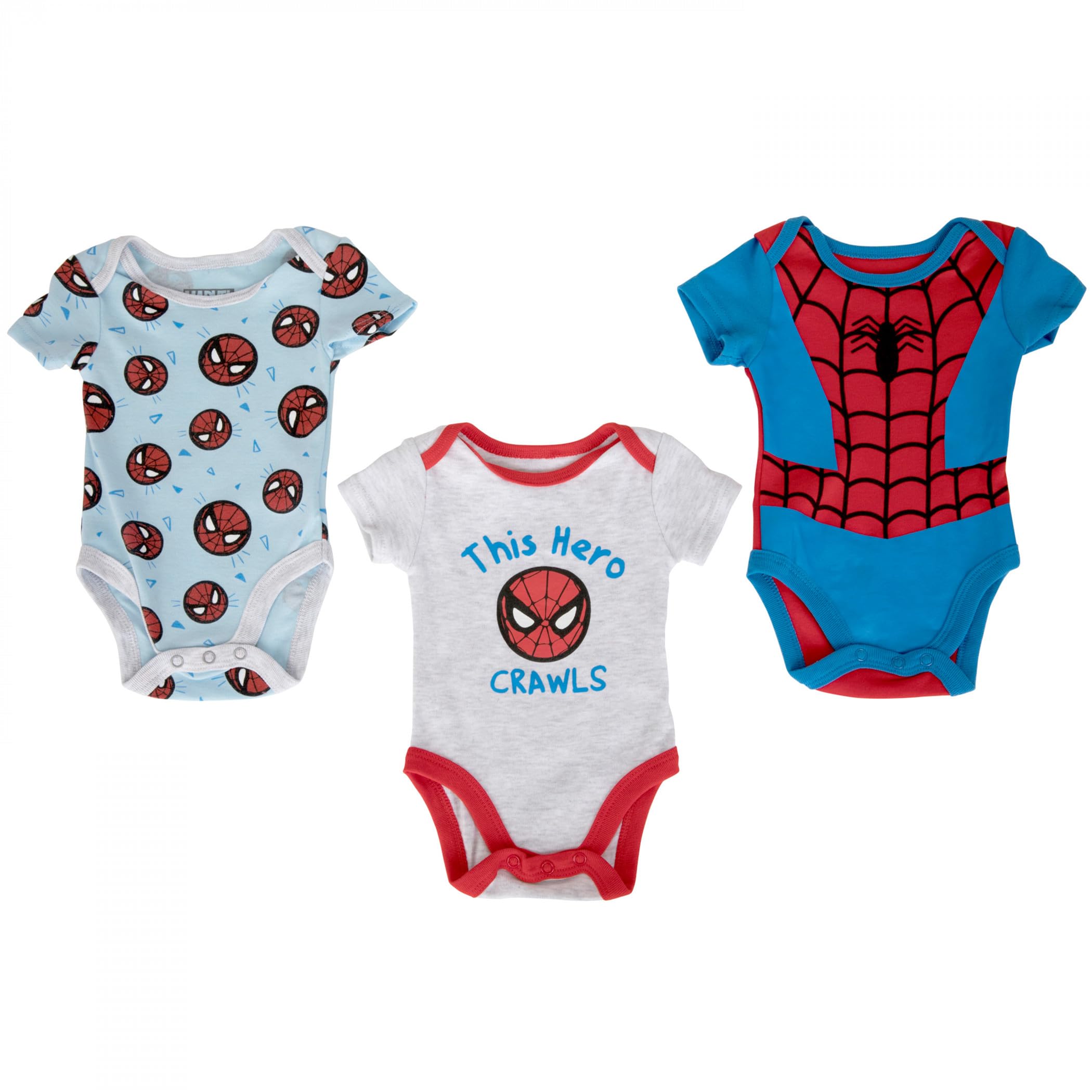Spider-Man Baby Boys' 3-Pack Bodysuits - Soft Cotton Infant Onesies for Newborns & Toddlers - Perfect for Playtime, Photo Shoots & Superhero Costume Parties