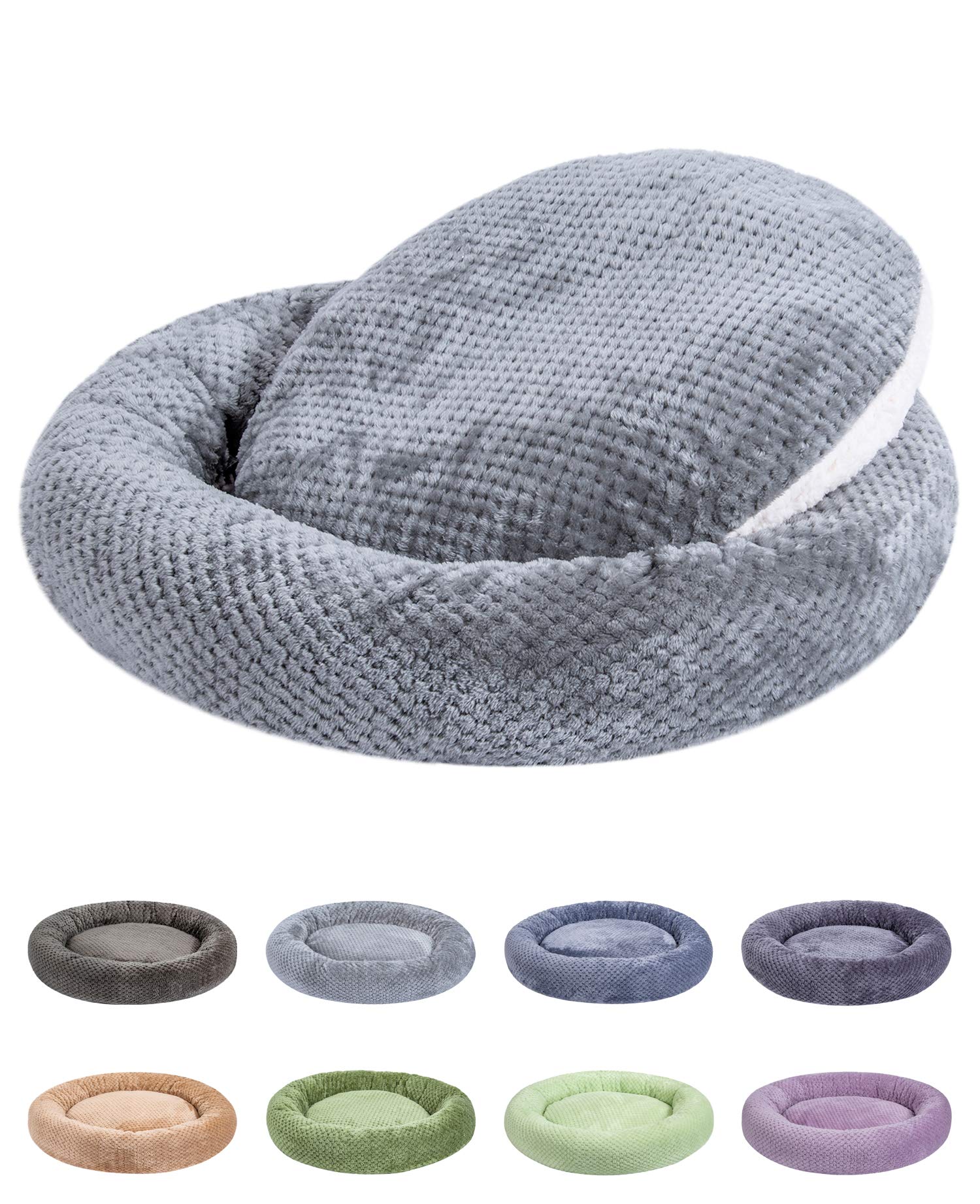 Premium WONDER MIRACLE Fuzzy Deluxe Pet Bed - Ultra Soft Orthopedic Dog & Cat Bed for Crates, Kennels & Home - Machine Washable 24x24 Inch Flint Gray - Perfect for Small to Medium Pets' Comfort & Joint Support