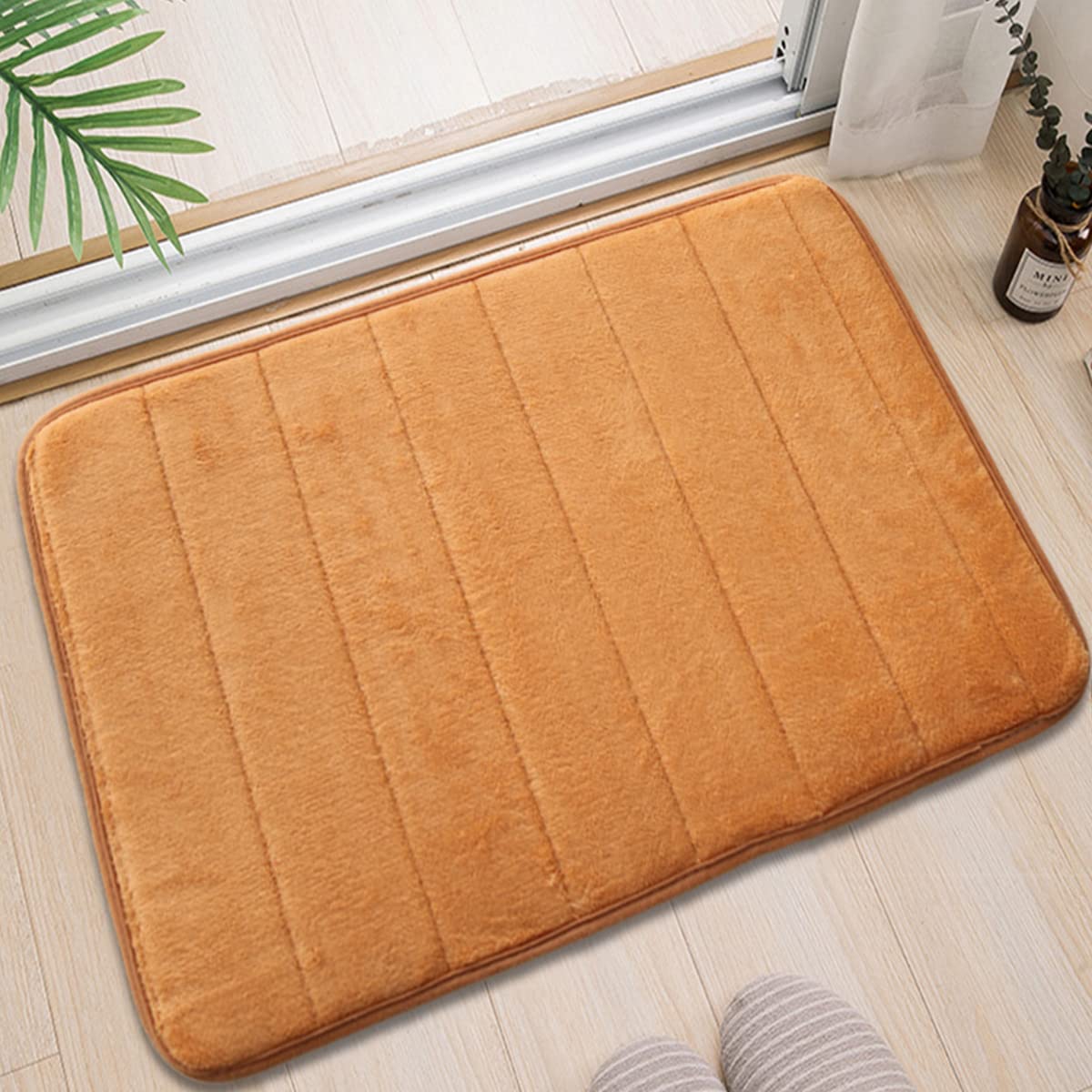 Premium Memory Foam Bath Mat - Non-Slip, Ultra Soft & Absorbent Bathroom Rug (24x36 Inches, Khaki) | Machine Washable, Quick-Drying Floor Mat for Shower, Tub & Vanity Areas