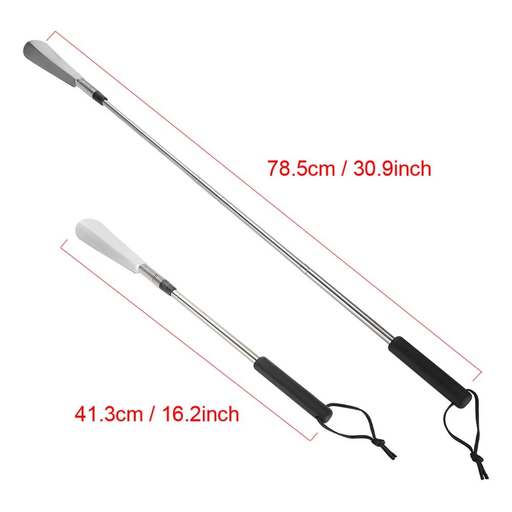Long Handle Stainless Steel Shoe Horn - Collapsible & Durable Shoehorn for Elderly, Back Pain & Pregnancy - Perfect for Easy Dressing & Mobility Assistance