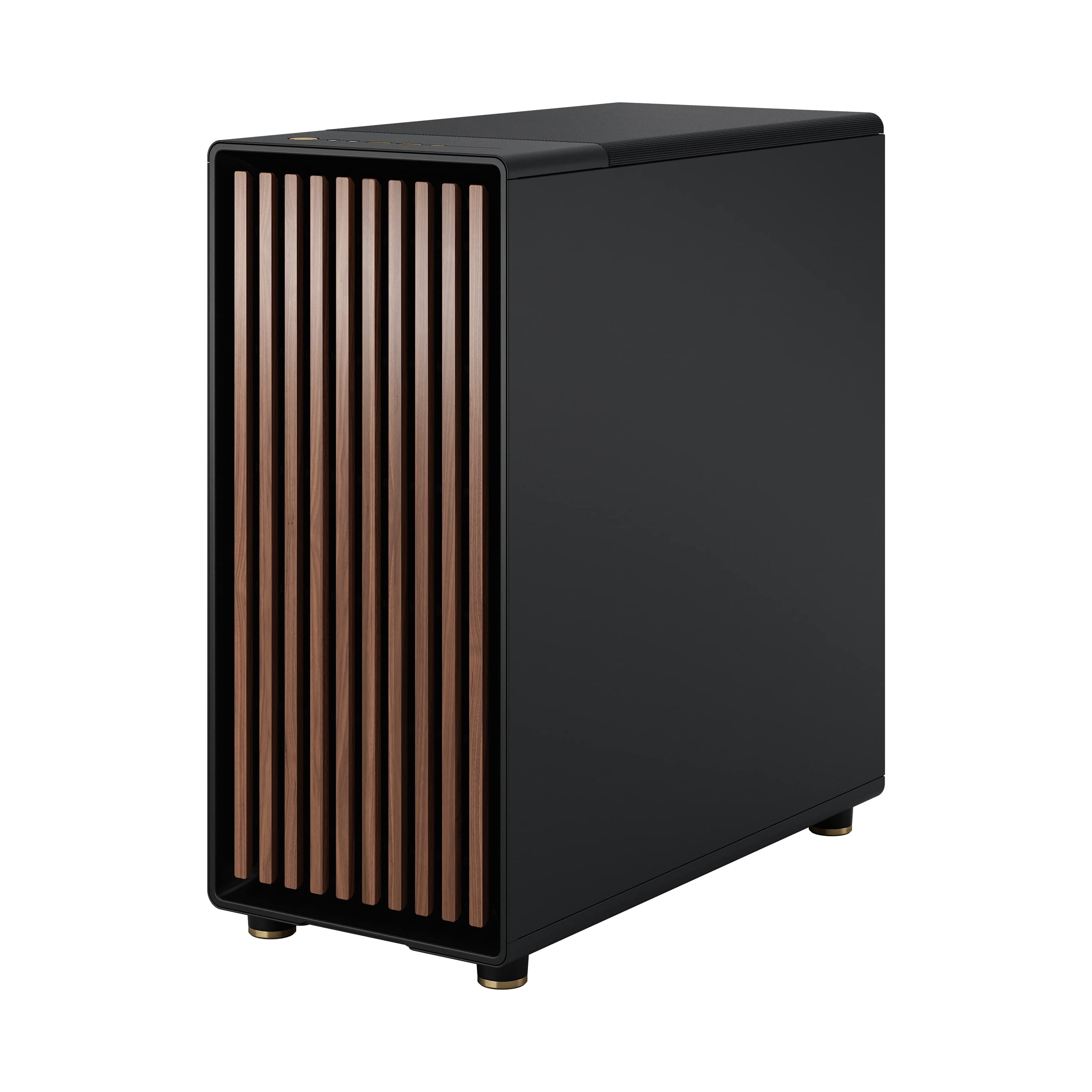 Fractal Design North ATX Mid Tower PC Case - Genuine Walnut Wood Front Panel, Mesh Side Panels, 2x140mm PWM Fans, USB-C - Premium Airflow Gaming Case (Charcoal Black) - Perfect for High-Performance Gaming PCs and Workstation Builds