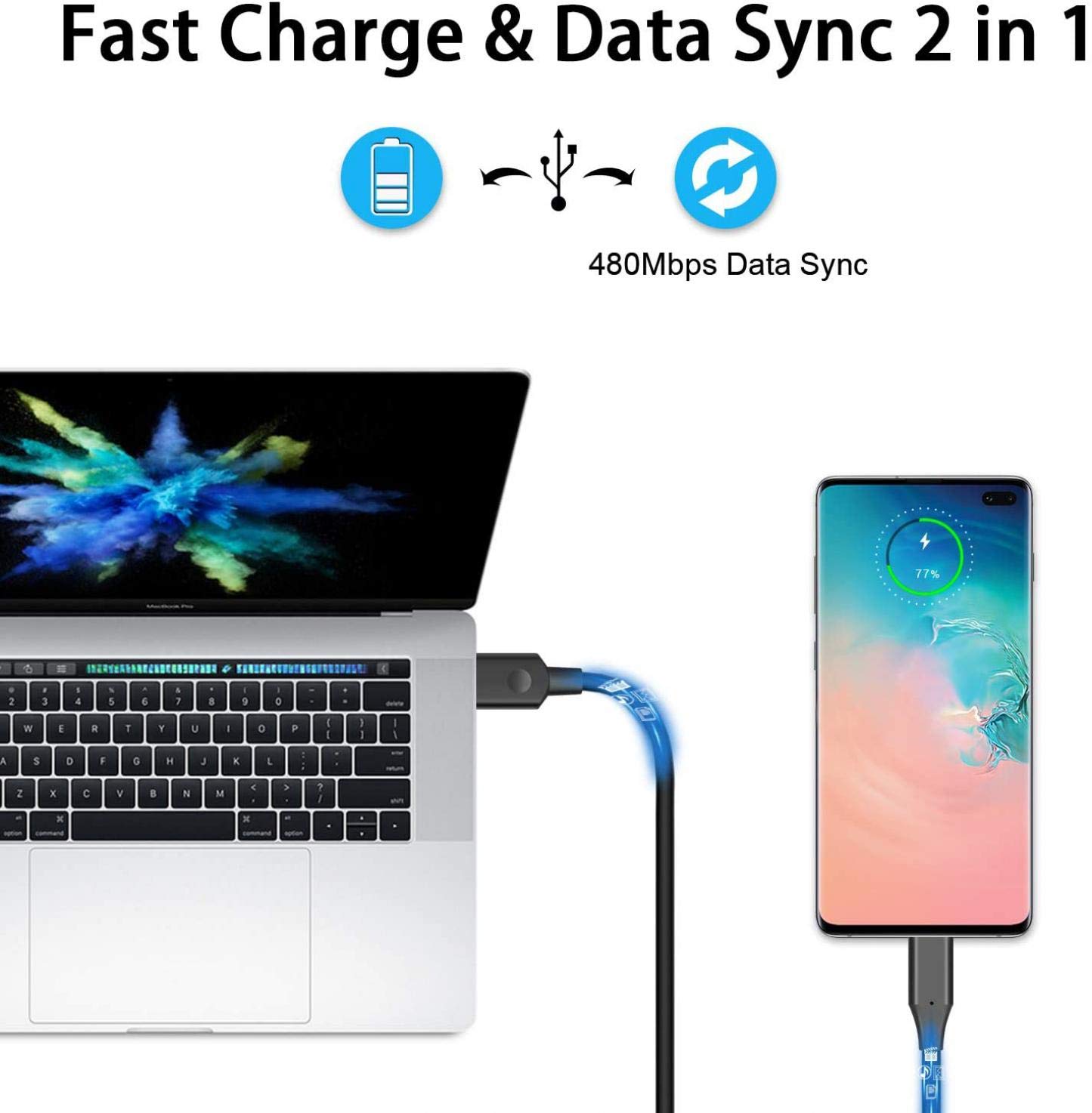 3ft USB-C to USB-C Fast Charging Cable - PD Compatible, High-Speed Sync & Power Wire for OnePlus Nord N100/N10 5G - Perfect for Home, Office & Travel Charging (Black)
