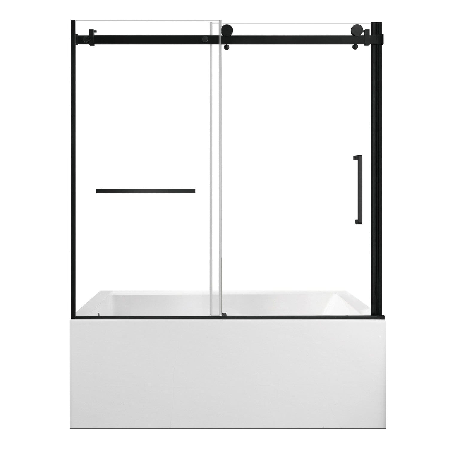 60 Inch Acrylic Rectangular 3-Wall Alcove Bathtub with Sliding Door - Left Hand Drain - Perfect for Small Bathrooms & Modern Home Spa Experience