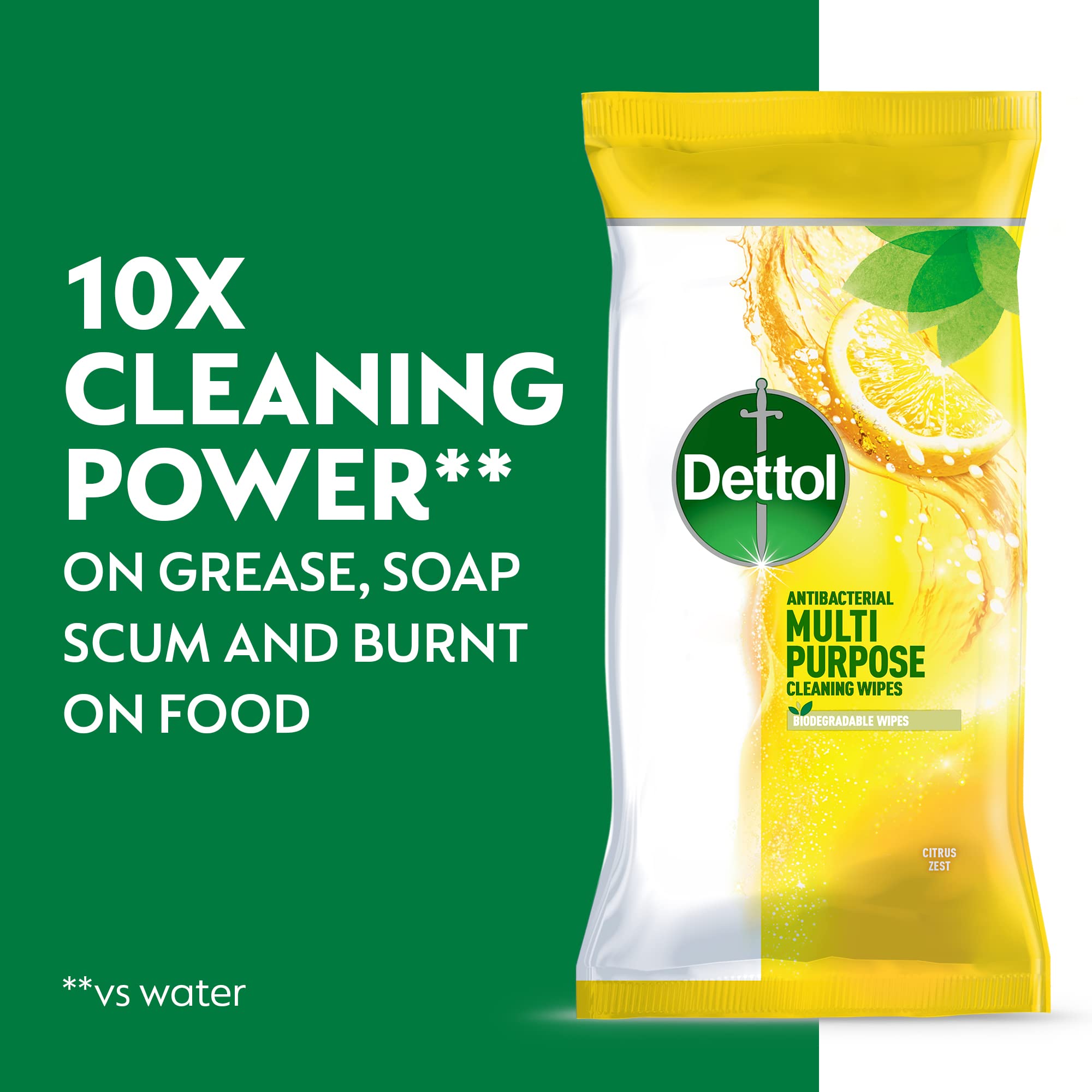 Dettol Antibacterial Biodegradable Cleaning Wipes - Citrus Scented Disinfectant for Kitchen, Bathroom & Multi-Surface Use | 3-Pack Value Bundle | Perfect for Home, Office & Travel Sanitizing
