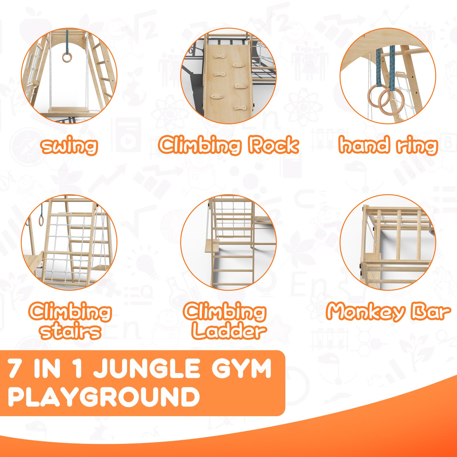 8-in-1 Foldable Montessori Indoor Jungle Gym for Toddlers - Space-Saving Climbing Playset with Slide, Monkey Bars, Swing & Play Table | Perfect for Home Playrooms, Daycares & Preschools | Encourages Physical Development & Active Play