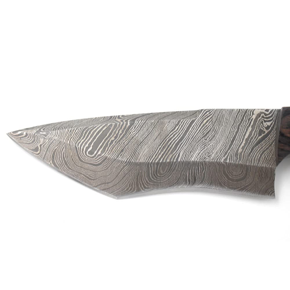Premium Wild Turkey Damascus Steel Hunting & Chef Knife - Full Tang Handcrafted Blade with Leather Sheath - Ideal for Outdoor Camping, Cooking & Survival Adventures